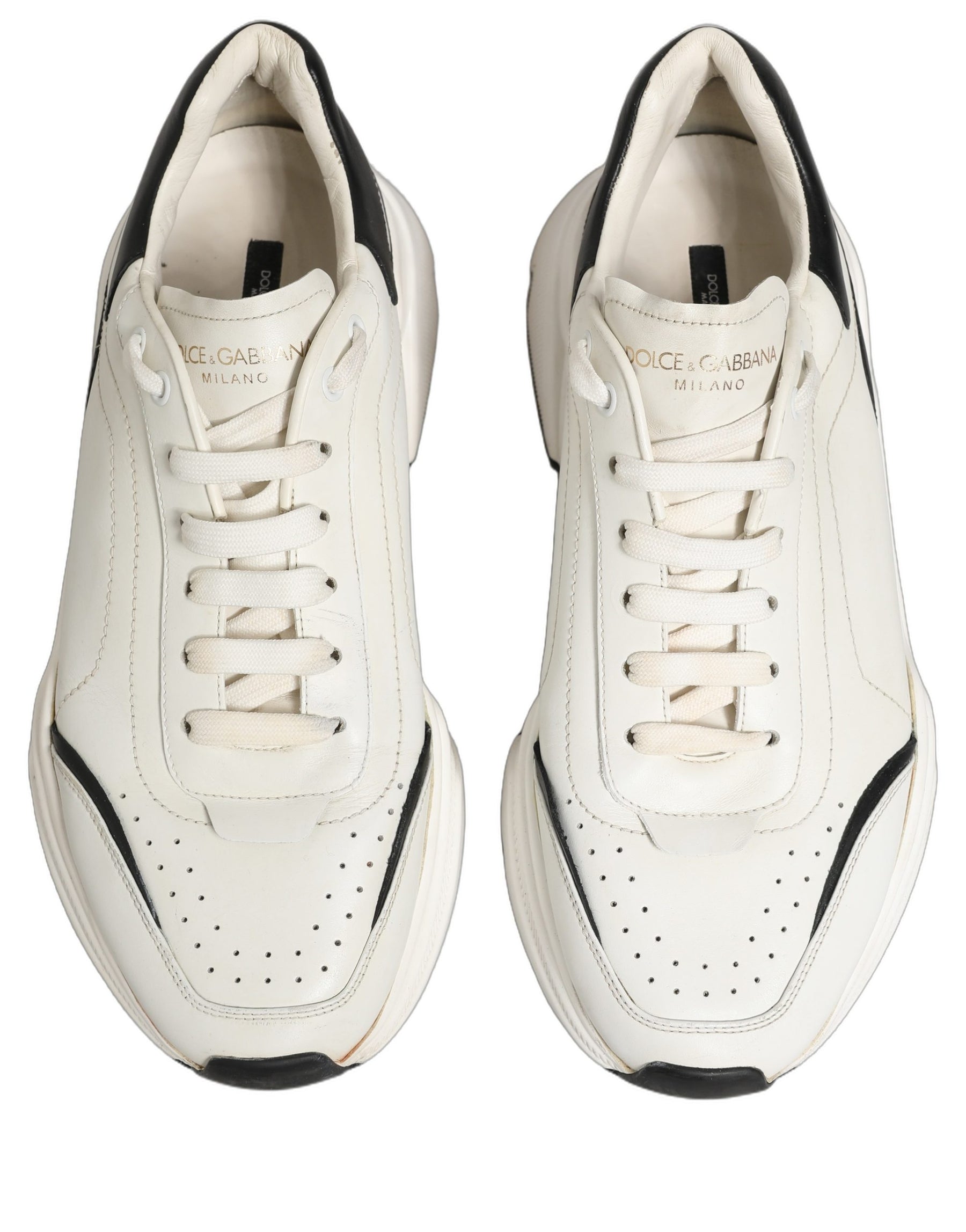 Dolce & Gabbana White Black Daymaster Low Top Sneakers Shoes | Regal Royce