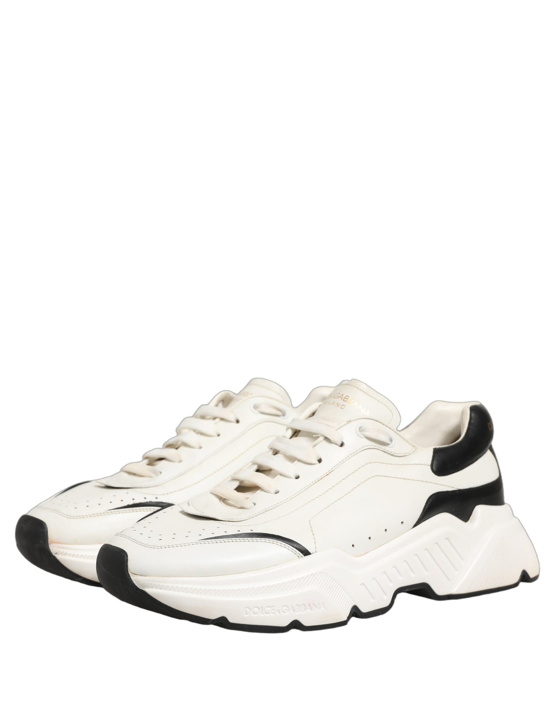 Dolce & Gabbana White Black Daymaster Low Top Sneakers Shoes | Regal Royce