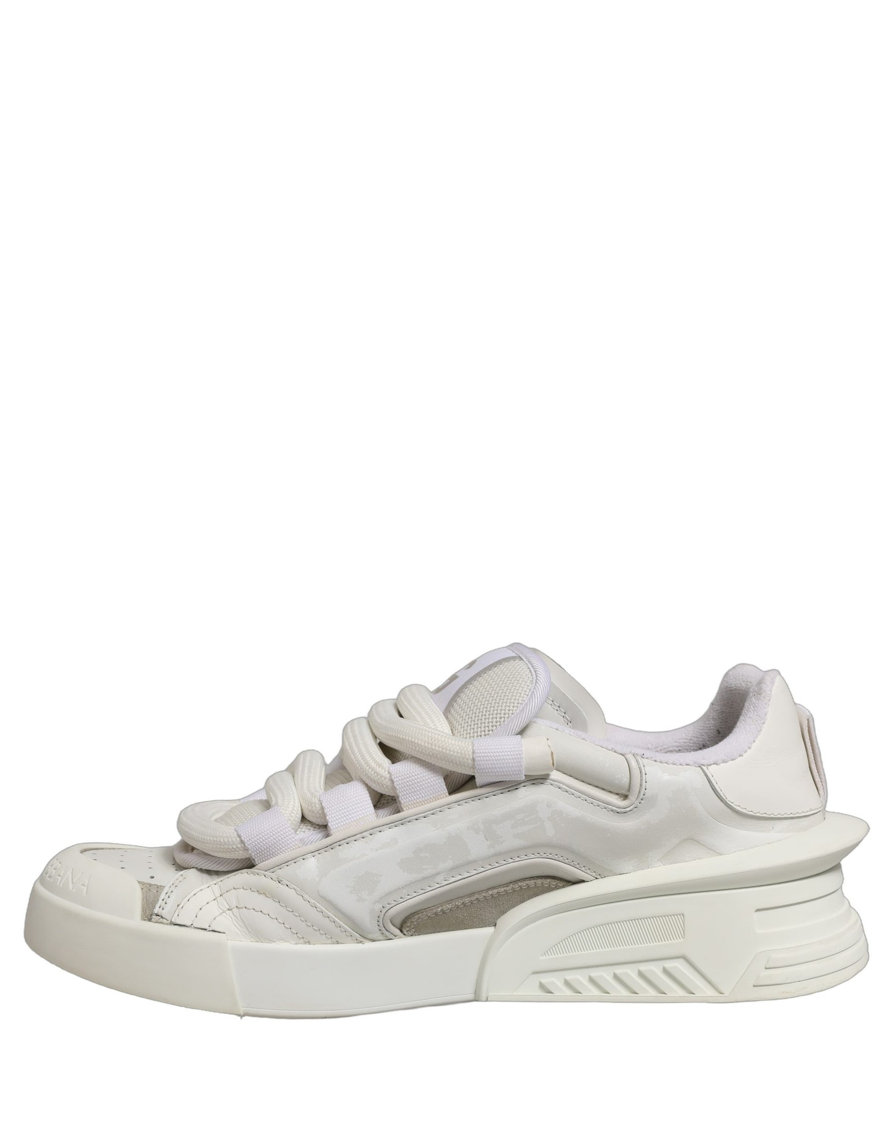 Dolce & Gabbana White Leather Portofino Space Sneakers Shoes | Regal Royce