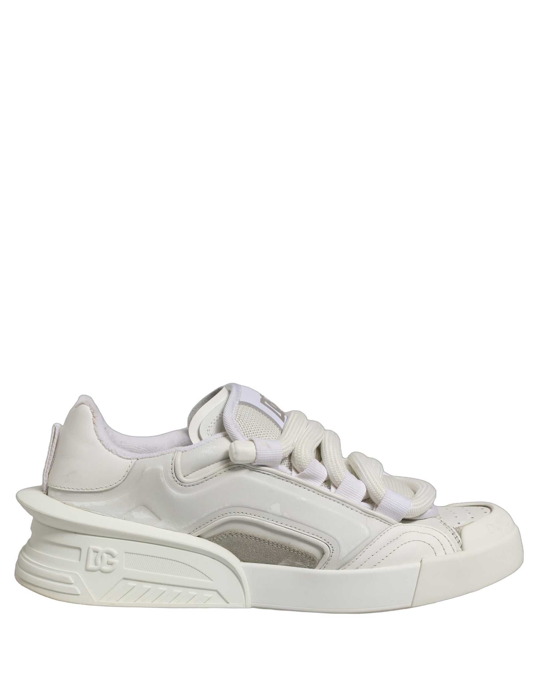 Dolce & Gabbana White Leather Portofino Space Sneakers Shoes | Regal Royce