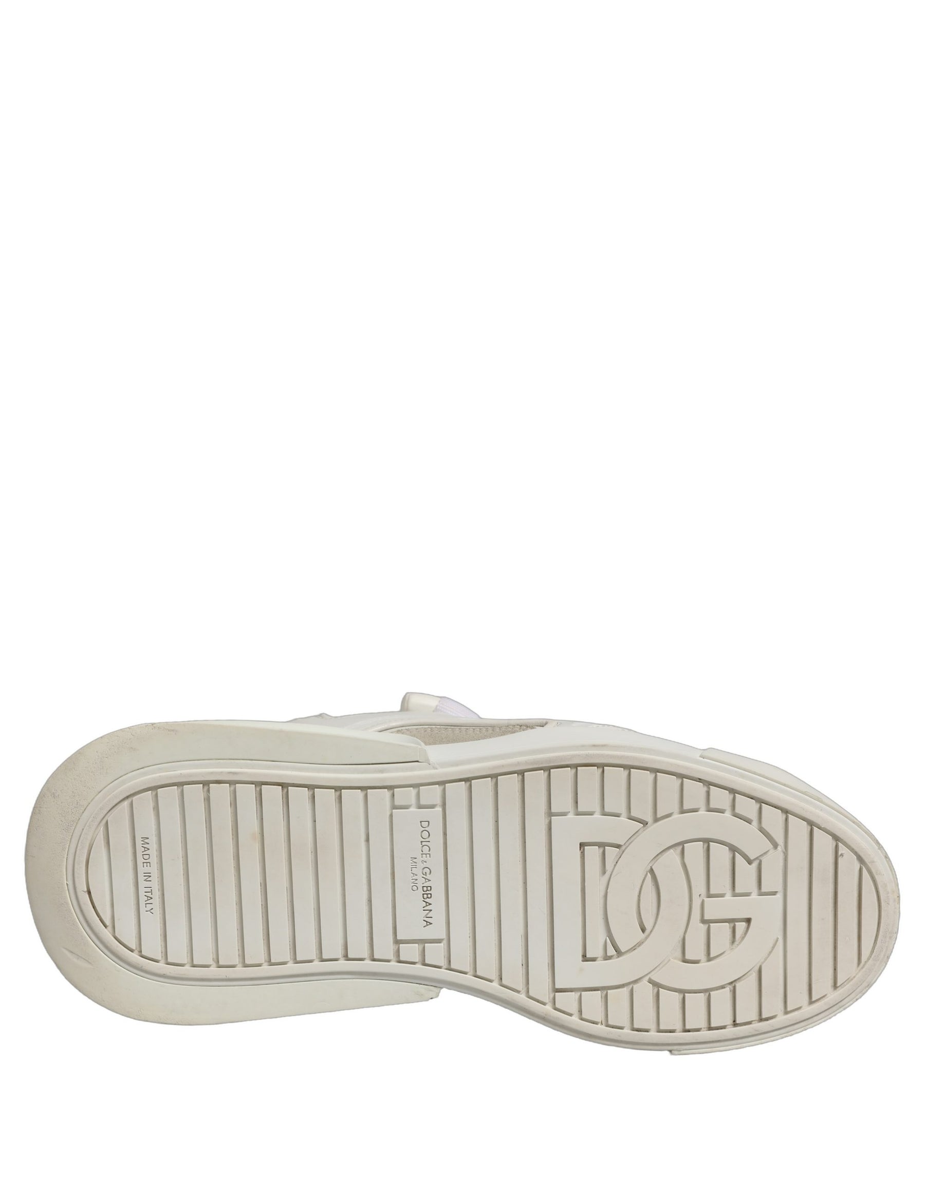 Dolce & Gabbana White Leather Portofino Space Sneakers Shoes | Regal Royce