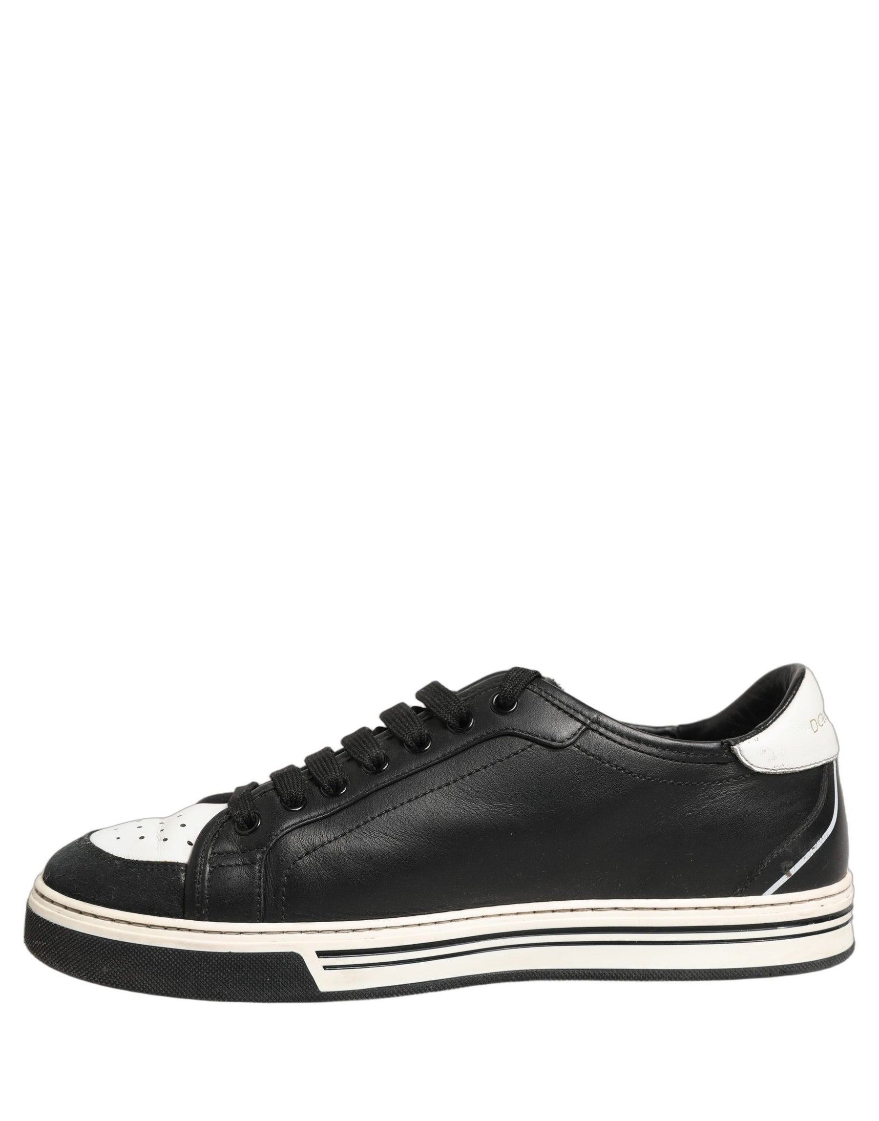 Dolce & Gabbana Black Leather Crown Milano Men Sneakers Shoes | Regal Royce