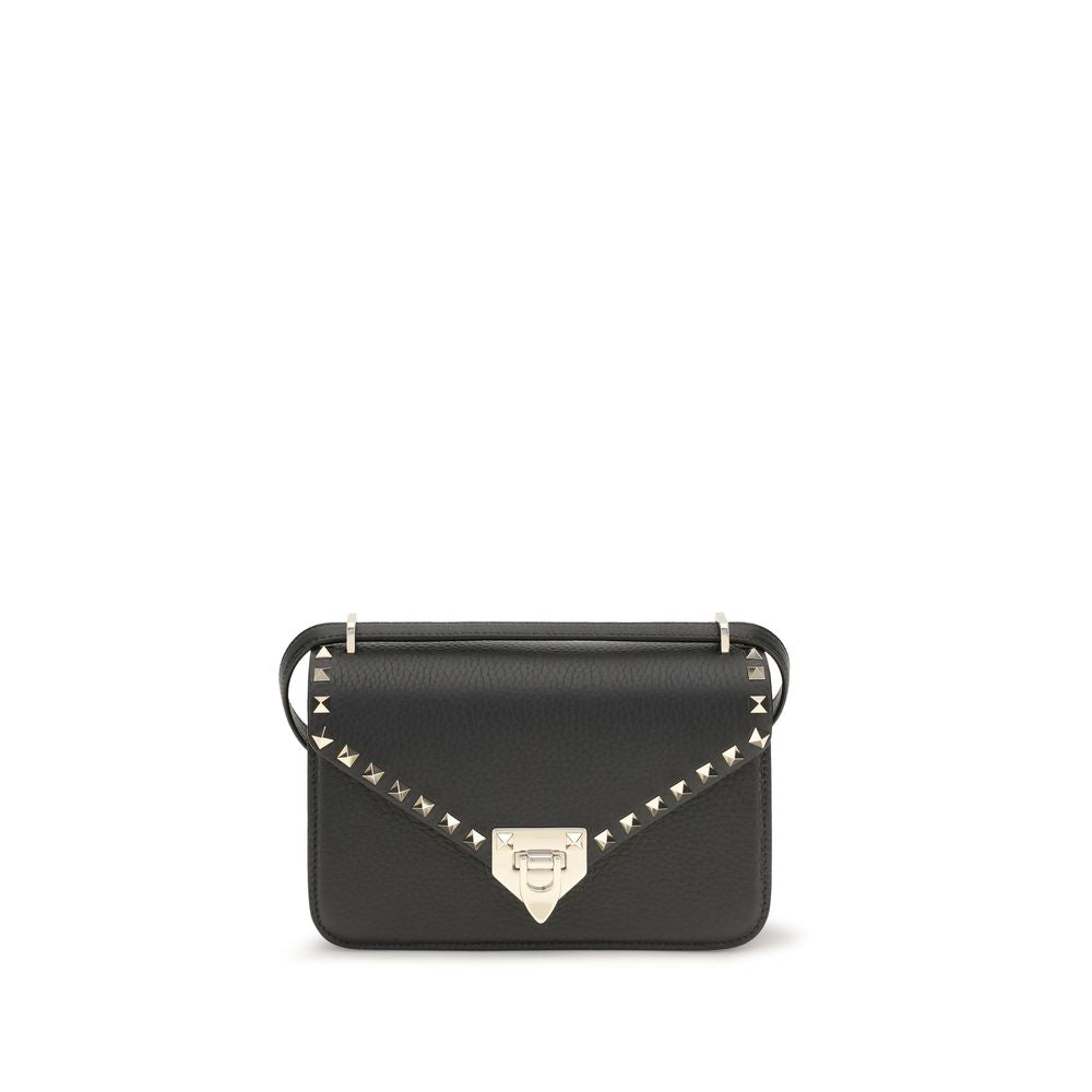 Valentino Garavani Black Calf Leather Bos Taurus Shoulder Bag | Regal Royce