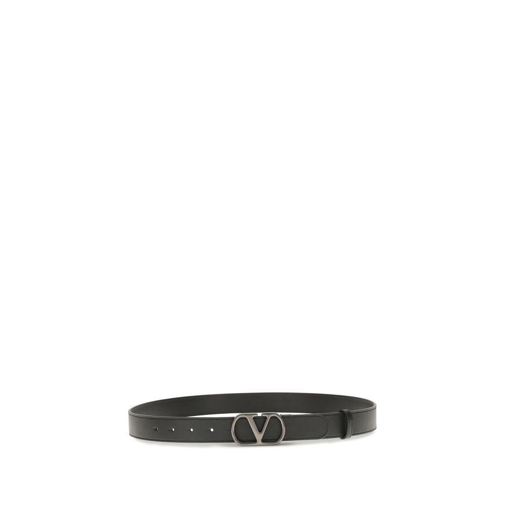 Valentino Garavani Black Calf Leather Bos Taurus Regular Belt | Regal Royce