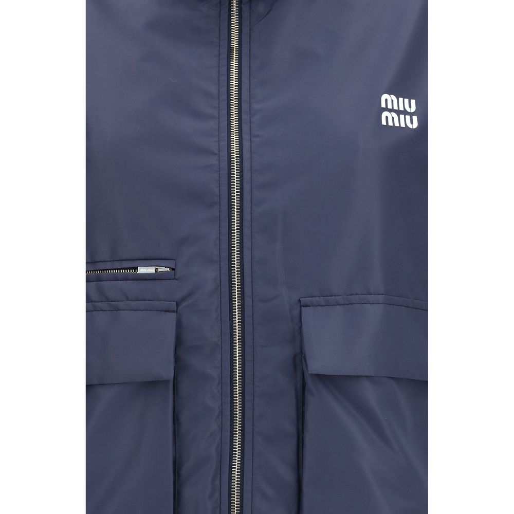 Miu Miu Blue Polyester Full-Length Jacket | Regal Royce