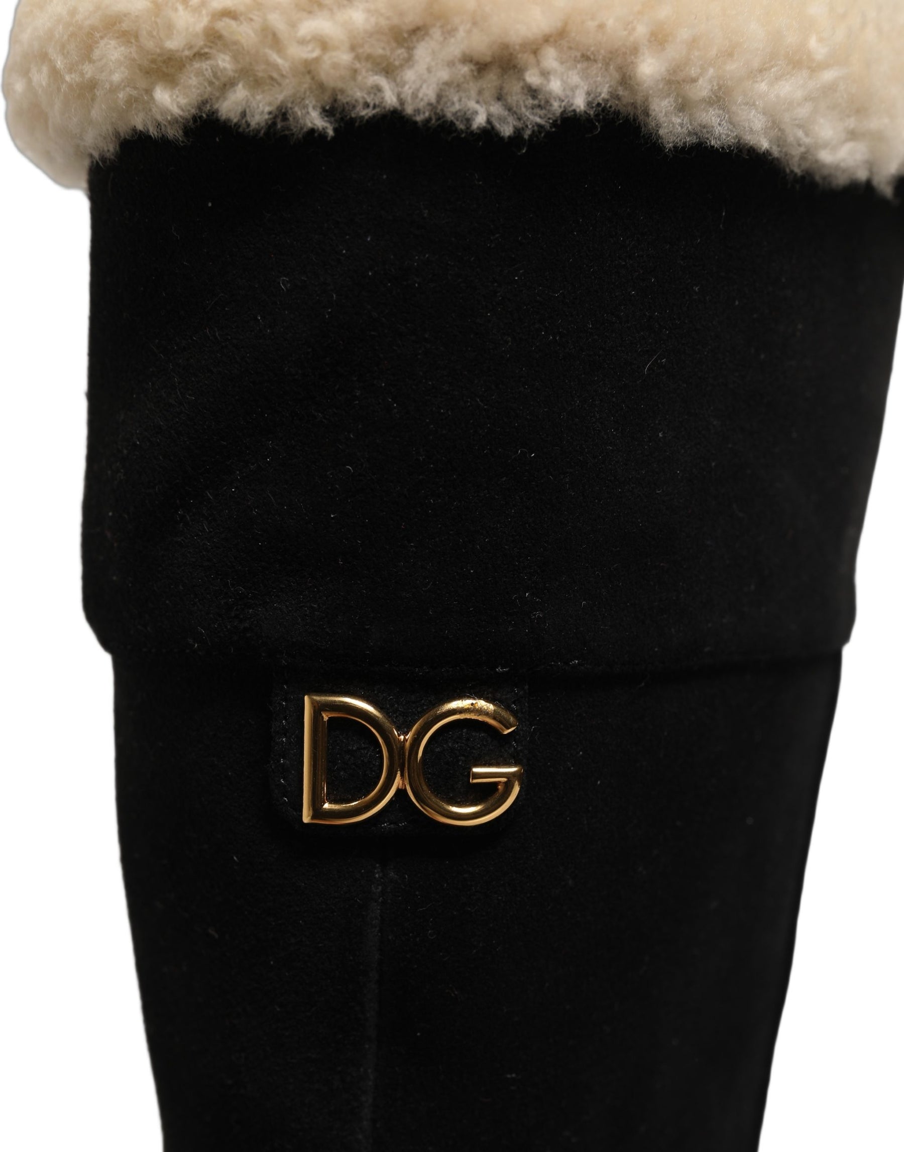 Dolce & Gabbana Black Suede Leather Knee High Boots Shoes | Regal Royce
