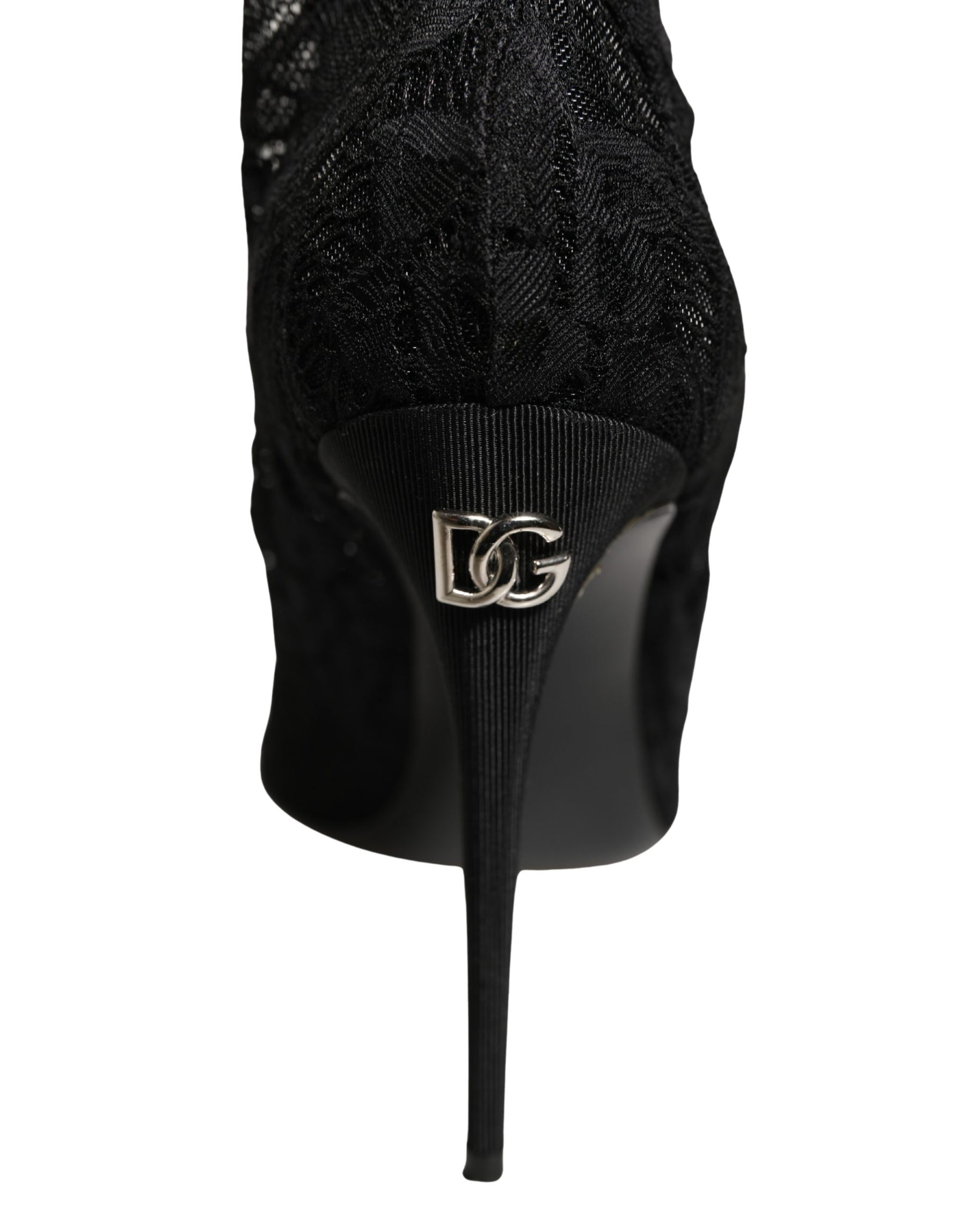 Dolce & Gabbana Black Taormina Lace Socks Boots Pumps Shoes | Regal Royce