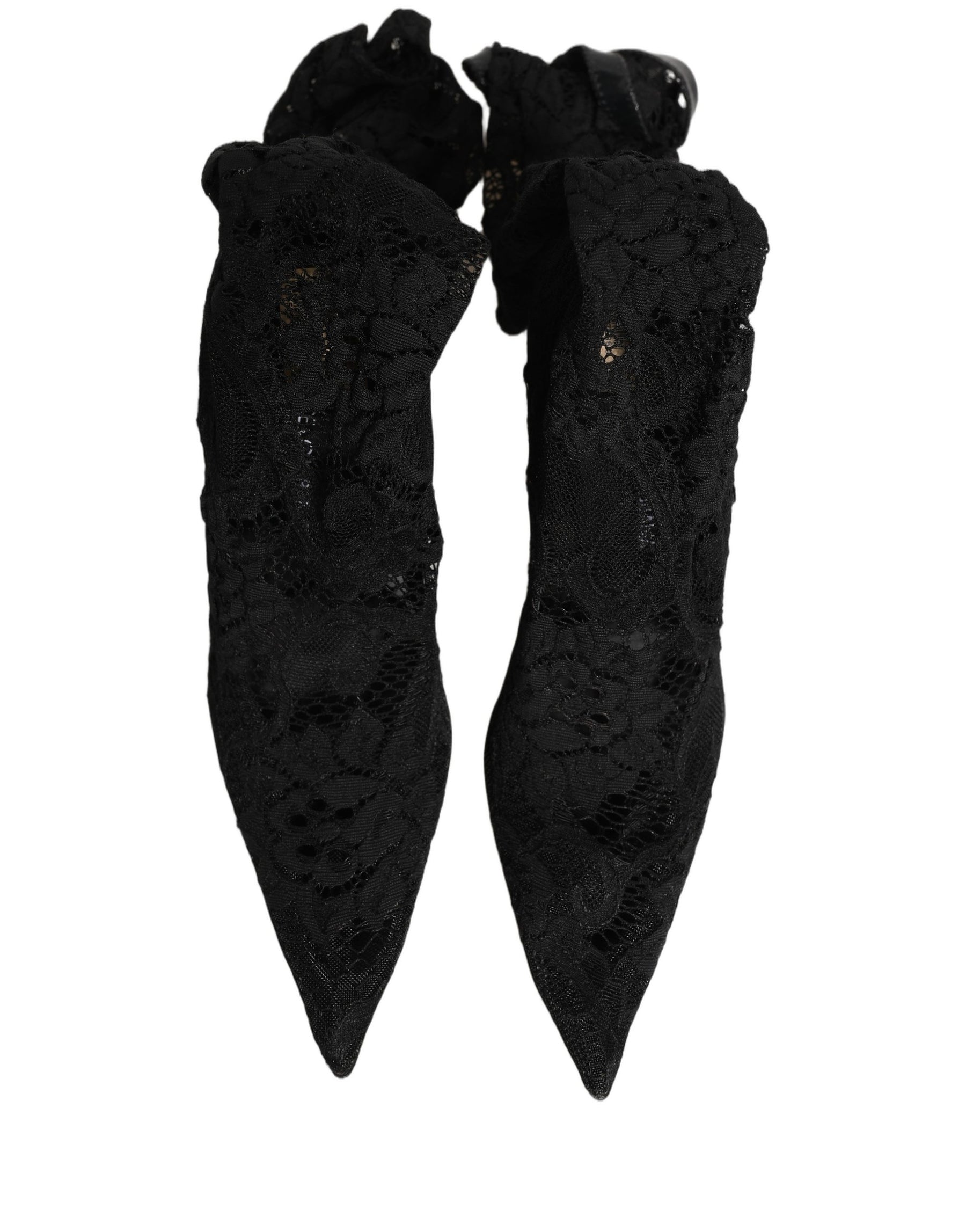 Dolce & Gabbana Black Taormina Lace Socks Boots Pumps Shoes | Regal Royce
