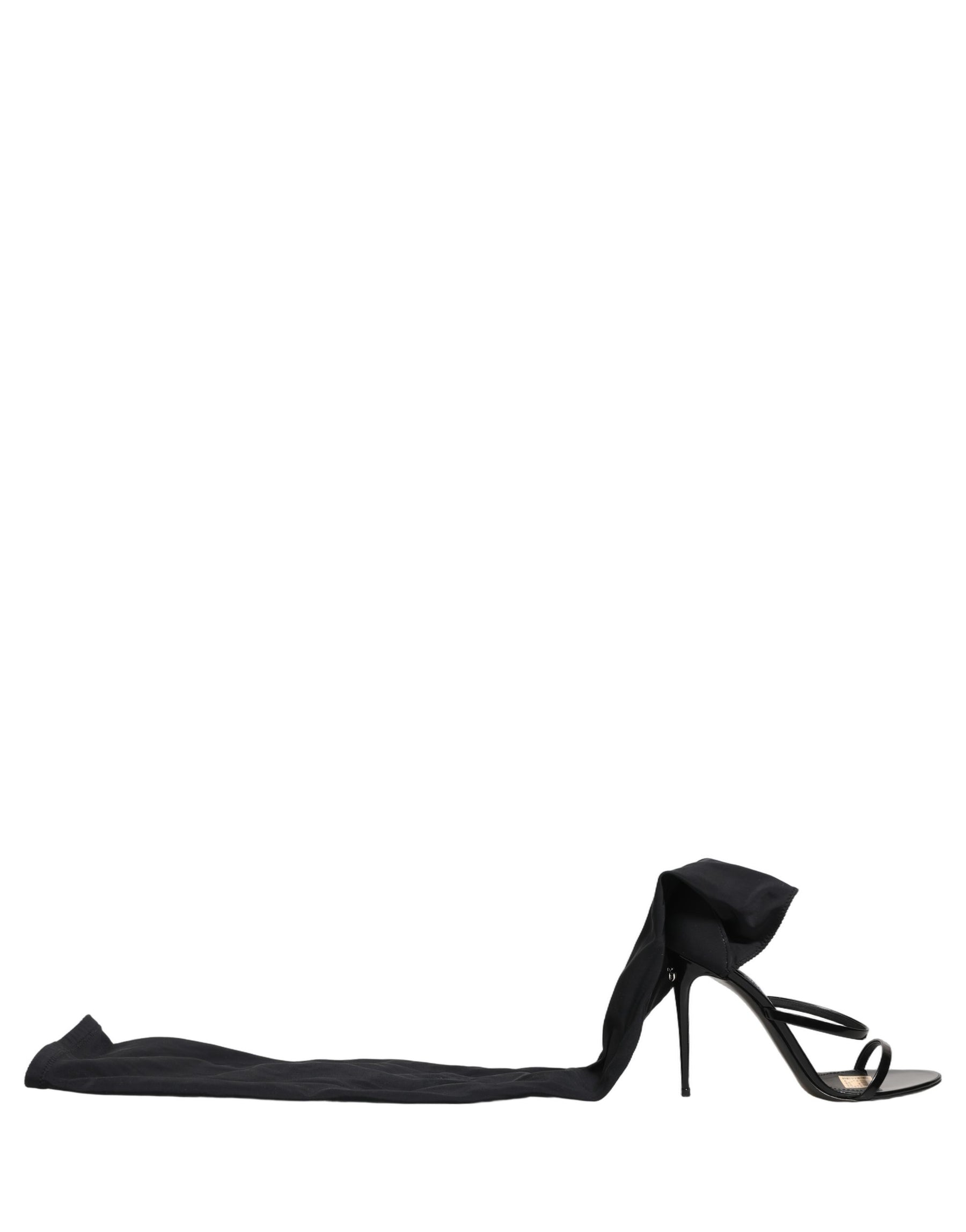 Dolce & Gabbana Stiletto Sandals Socks Knee High Boots Black | Regal Royce