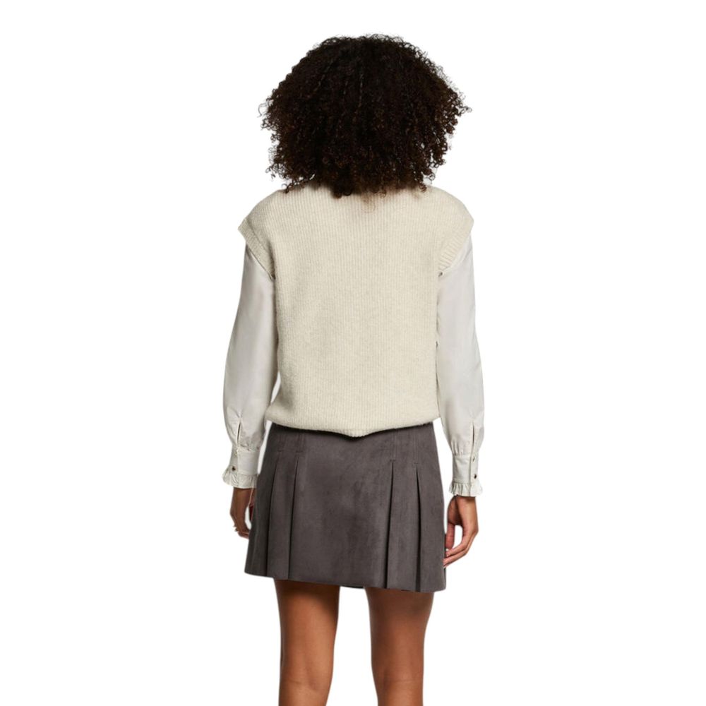 Morgan De Toi Beige Polyester Sleeveles Sweater | Regal Royce