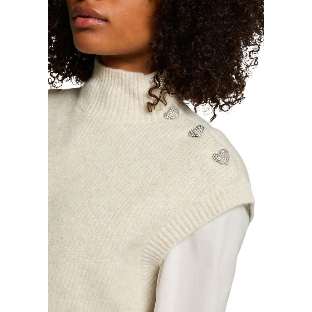 Morgan De Toi Beige Polyester Sleeveles Sweater | Regal Royce