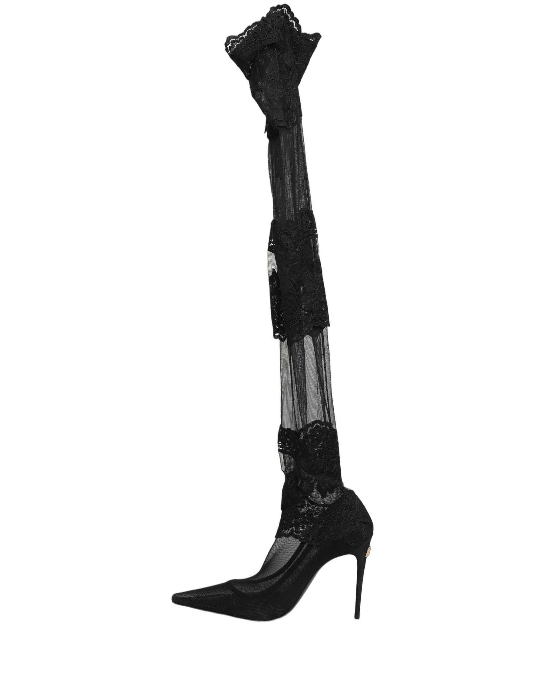Dolce & Gabbana Black Over The Knee Sock Pumps Boots Shoes | Regal Royce