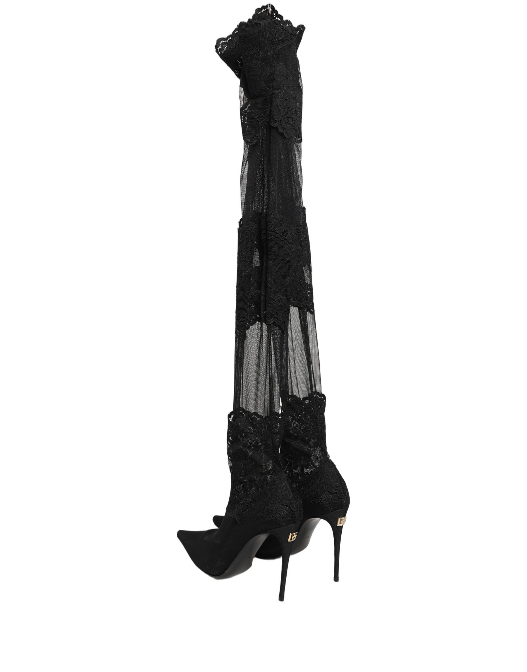 Dolce & Gabbana Black Over The Knee Sock Pumps Boots Shoes | Regal Royce