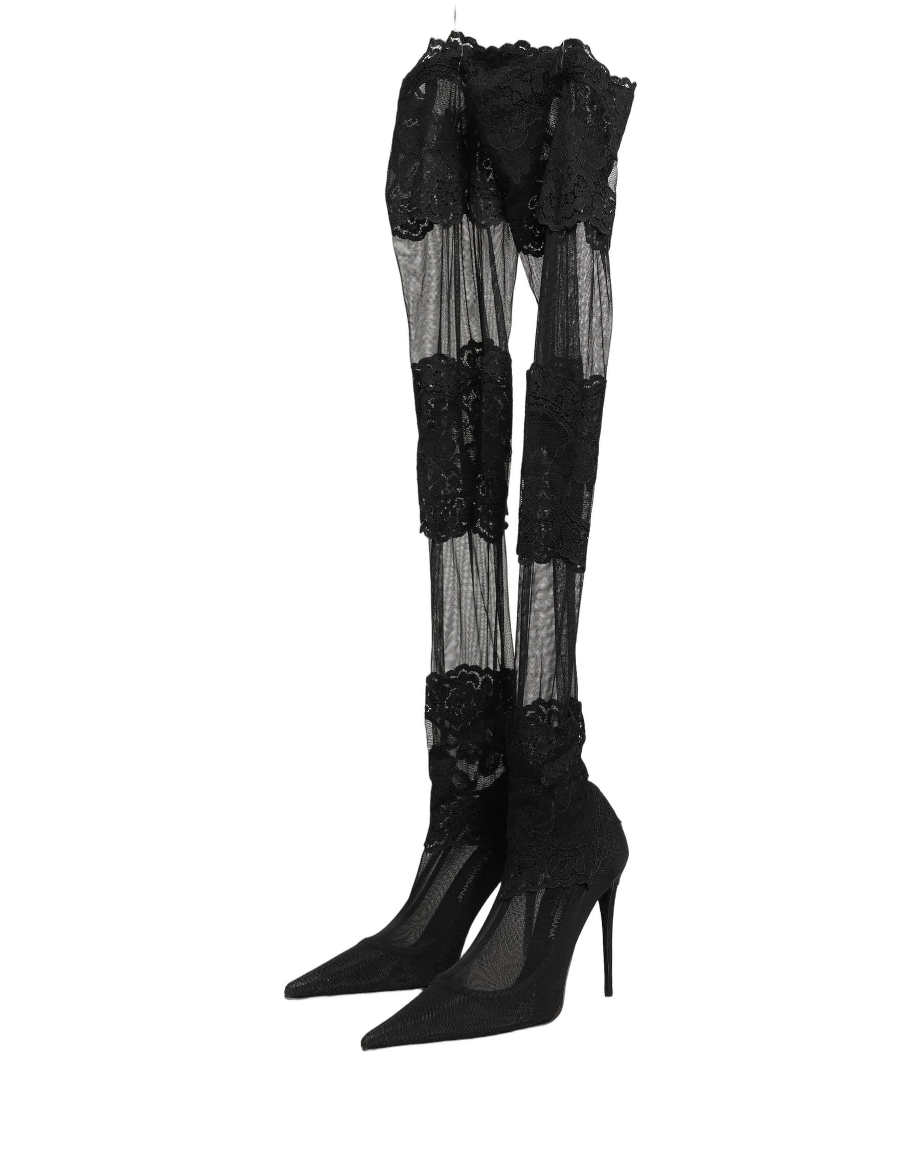 Dolce & Gabbana Black Over The Knee Sock Pumps Boots Shoes | Regal Royce