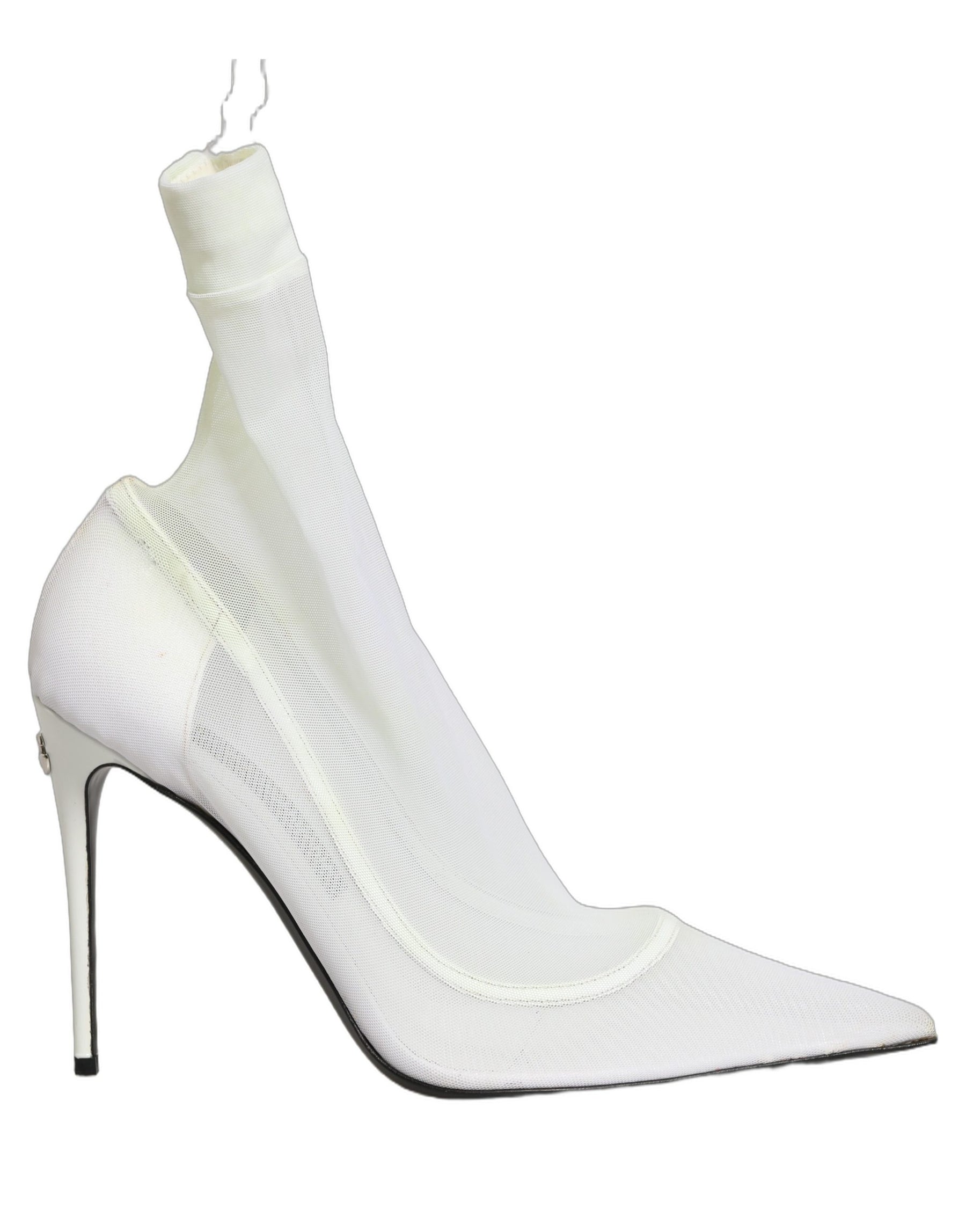 Dolce & Gabbana White Tulle Stretch Mesh Sock Boots Shoes | Regal Royce