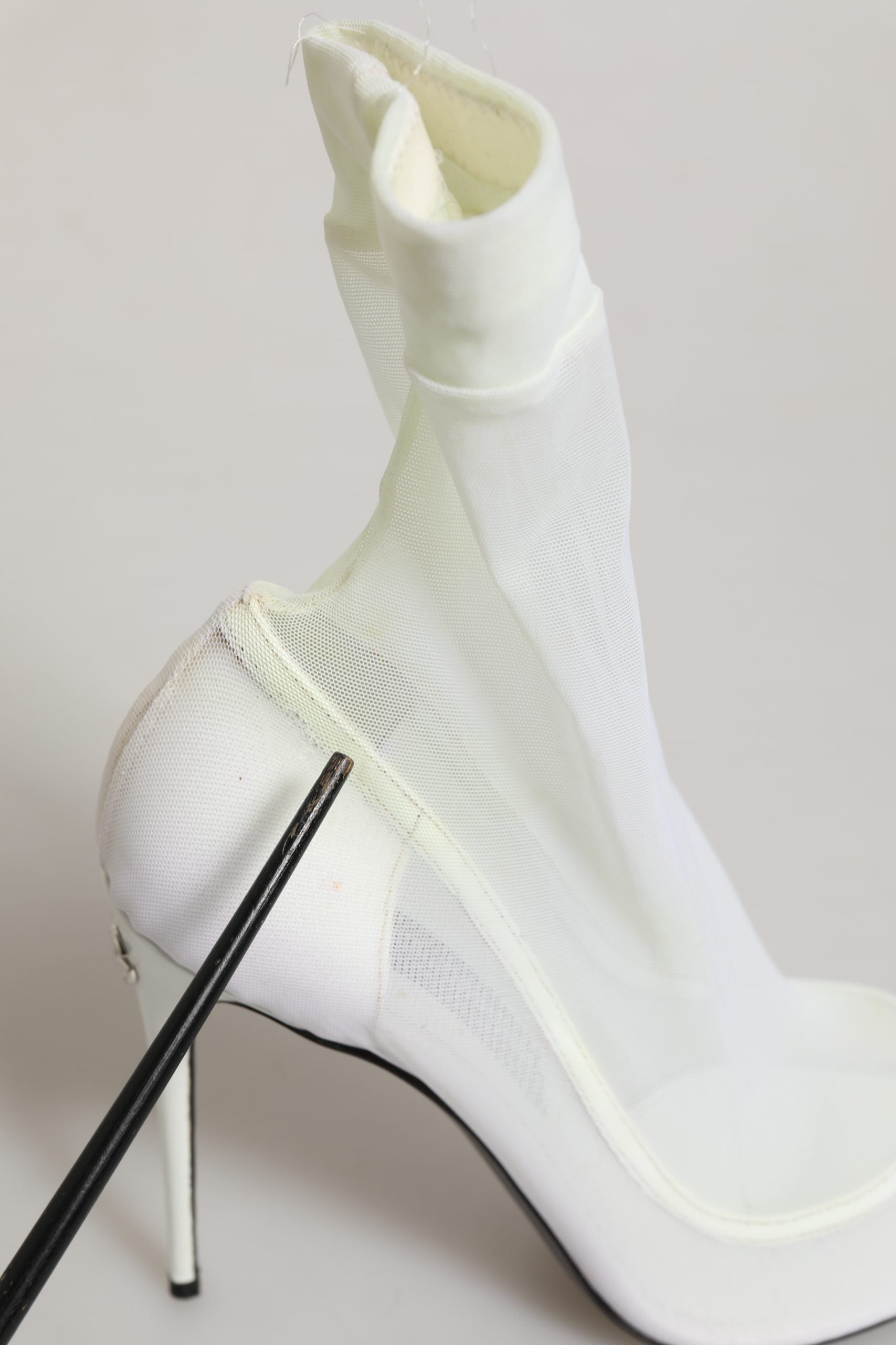 Dolce & Gabbana White Tulle Stretch Mesh Sock Boots Shoes | Regal Royce