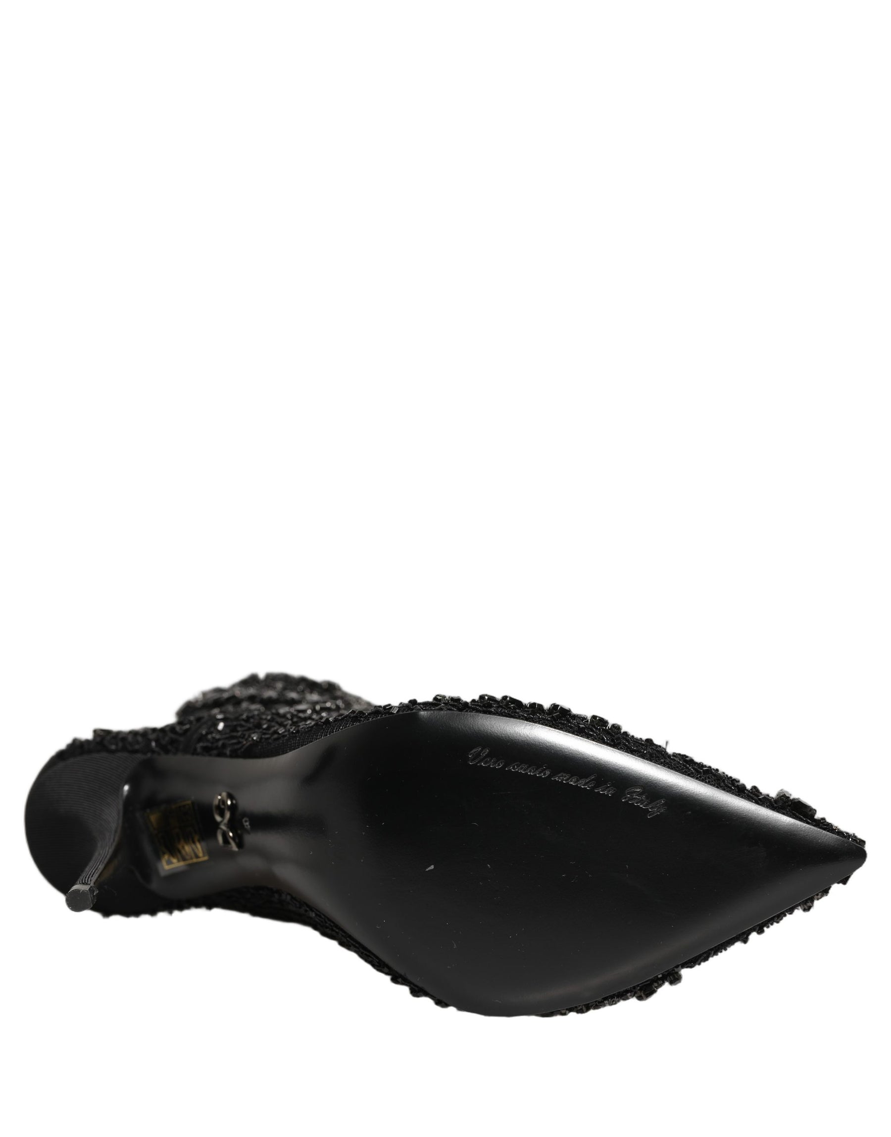 Dolce & Gabbana Black Embellished Mesh Ankle Boots Shoes | Regal Royce