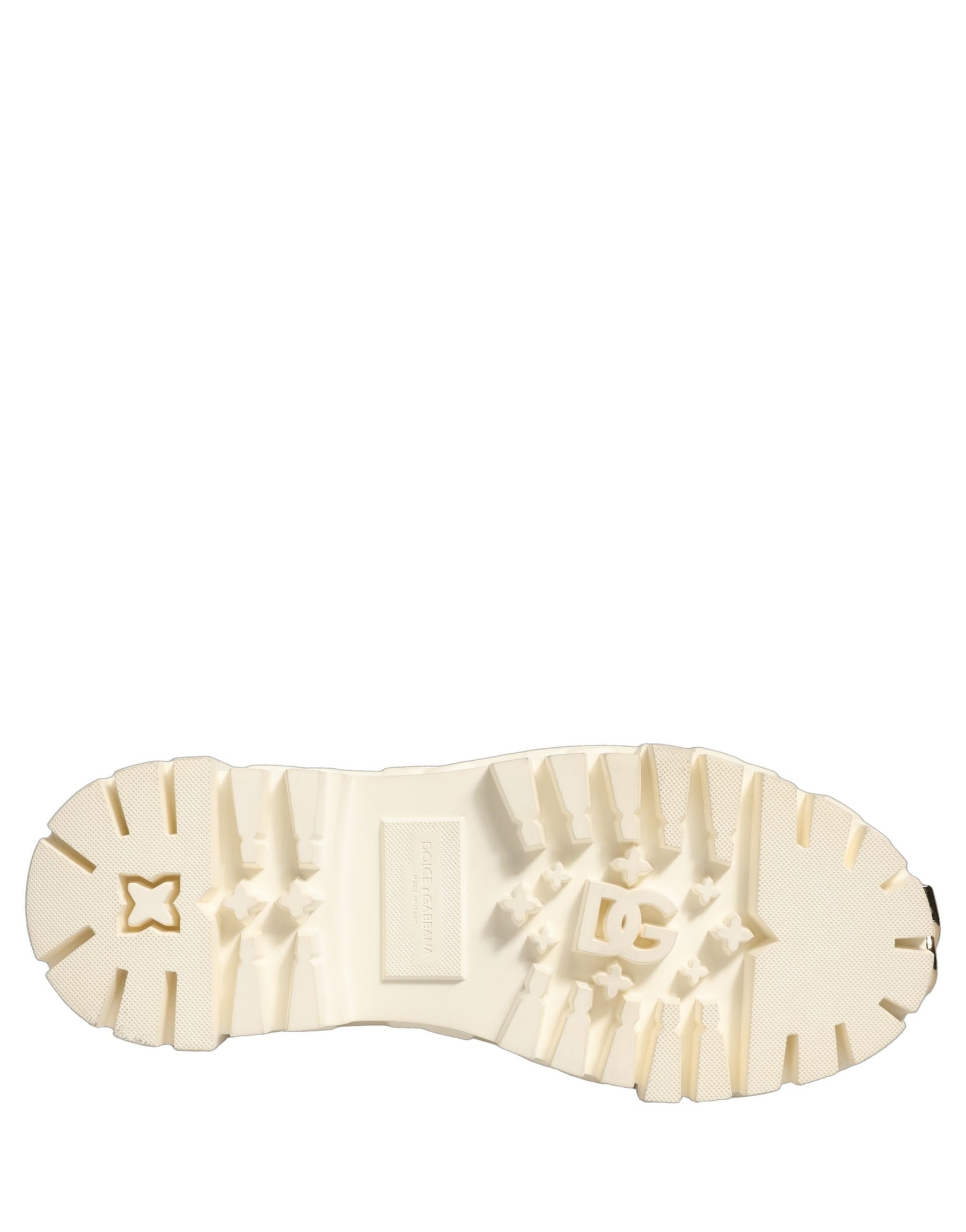 Dolce & Gabbana White Leather Rubber Logo Ankle Boots Shoes | Regal Royce