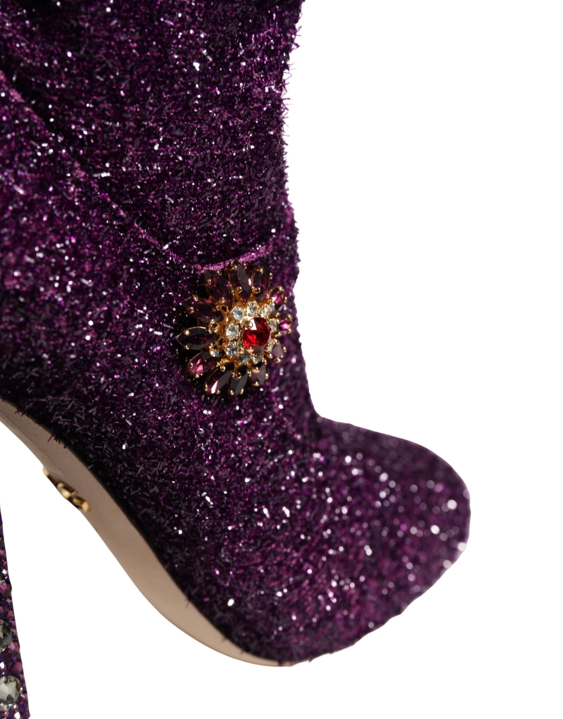 Dolce & Gabbana Purple Crystal Lurex Fantasy Boots Shoes | Regal Royce