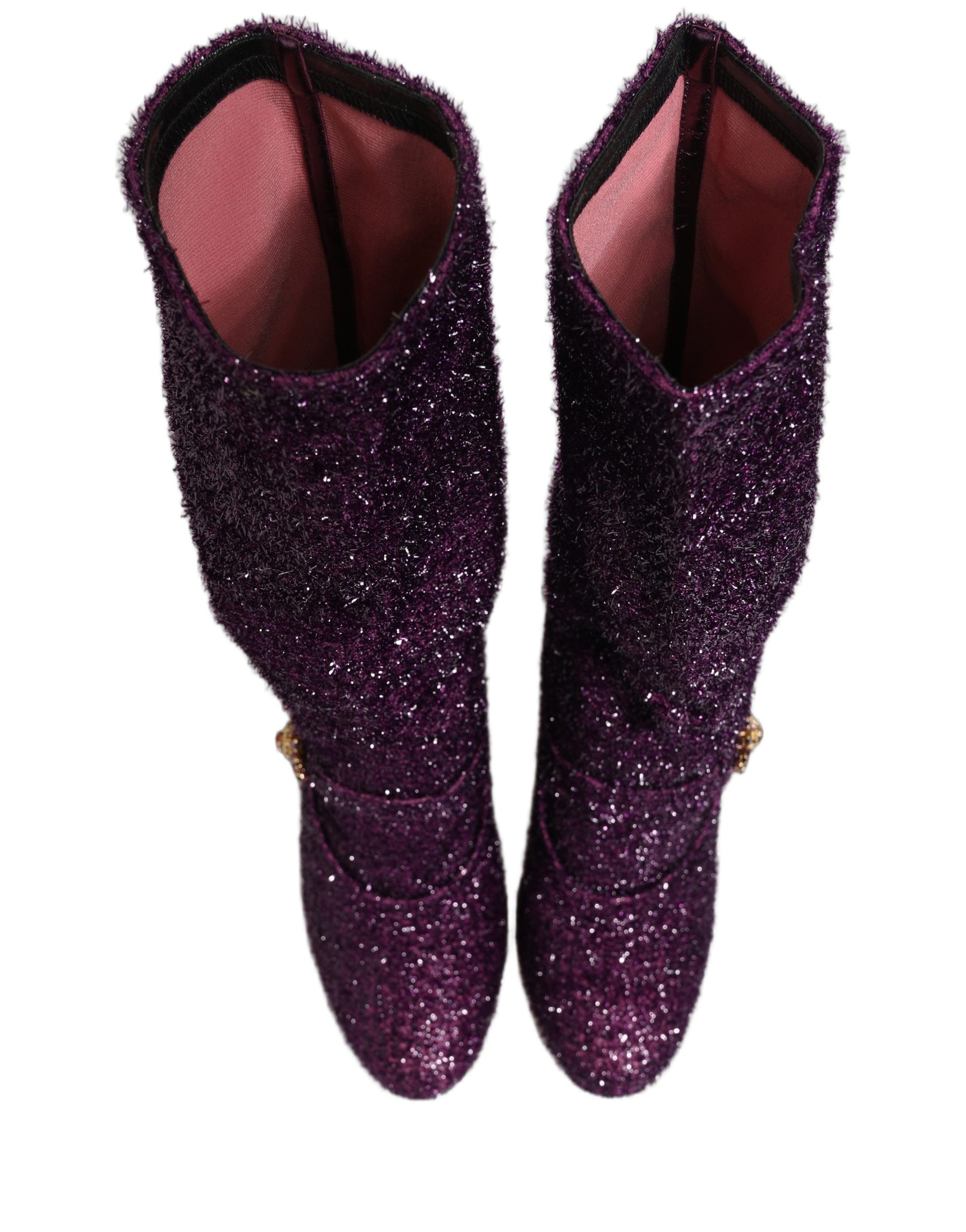 Dolce & Gabbana Purple Crystal Lurex Fantasy Boots Shoes | Regal Royce