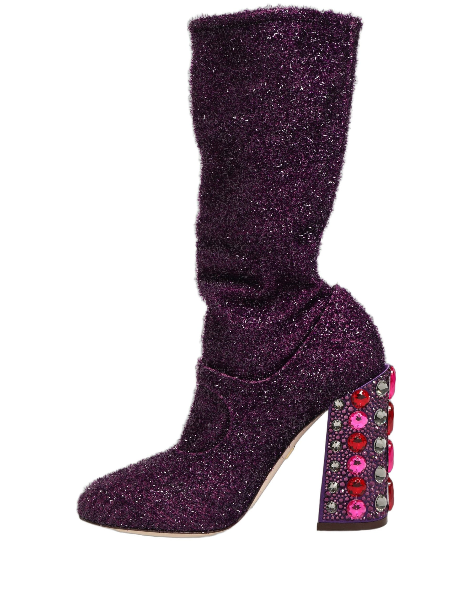 Dolce & Gabbana Purple Crystal Lurex Fantasy Boots Shoes | Regal Royce