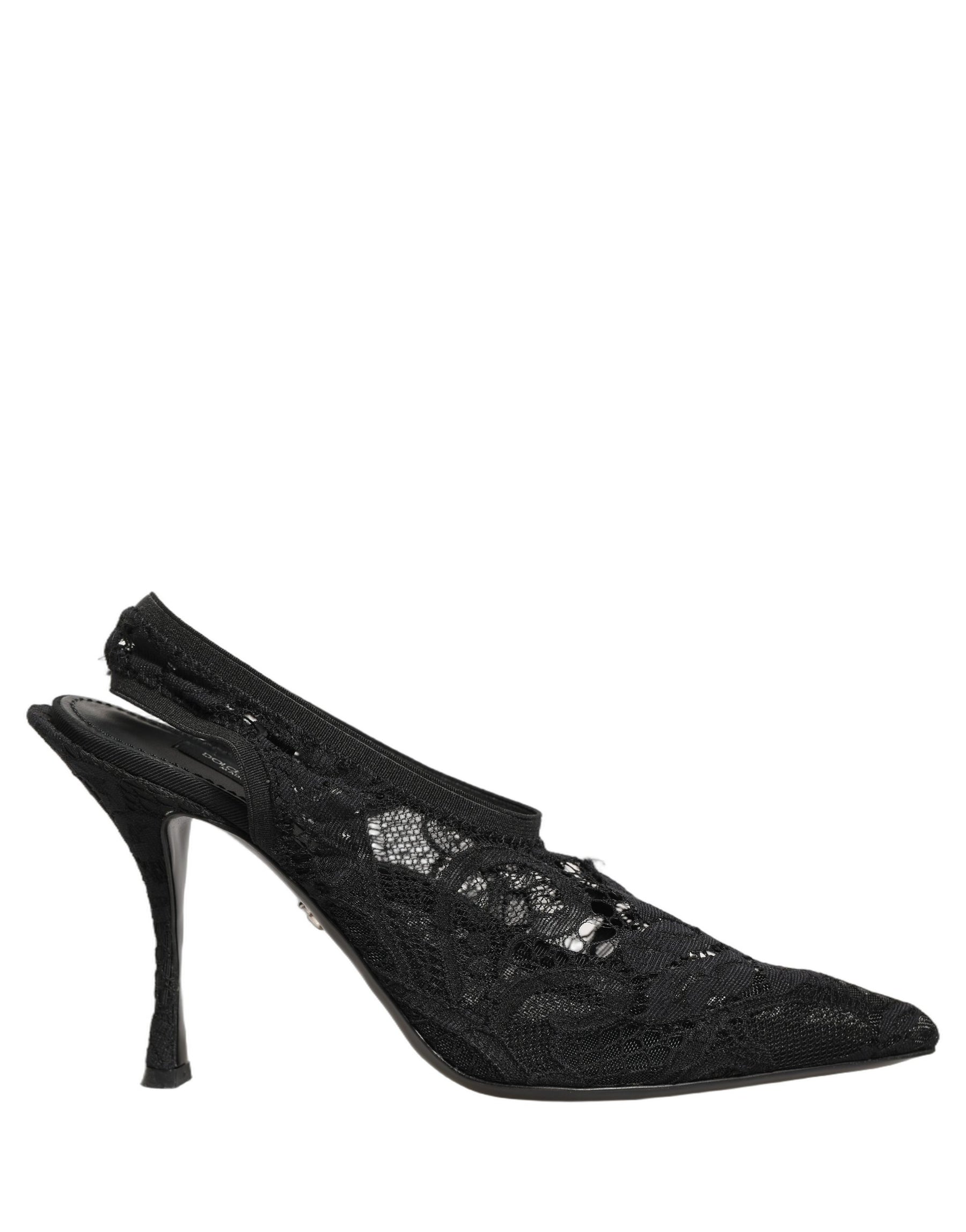 Dolce & Gabbana Black Lace Pointed Toe Slingback Pumps Shoes | Regal Royce