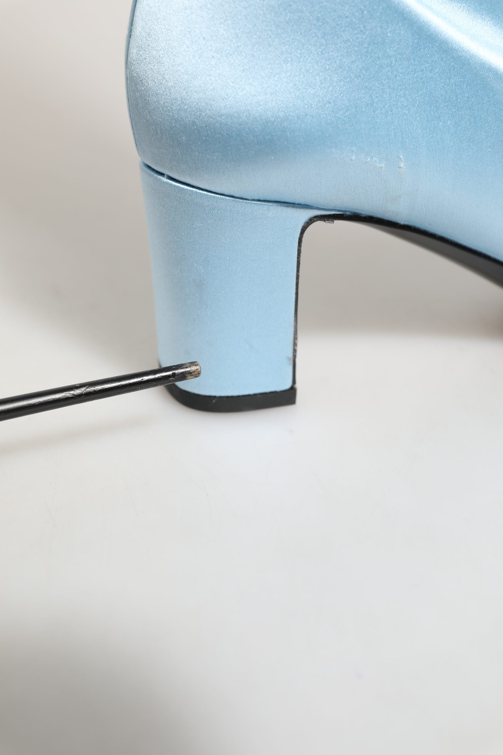 Dolce & Gabbana Light Blue Satin Knee High Boots Shoes | Regal Royce