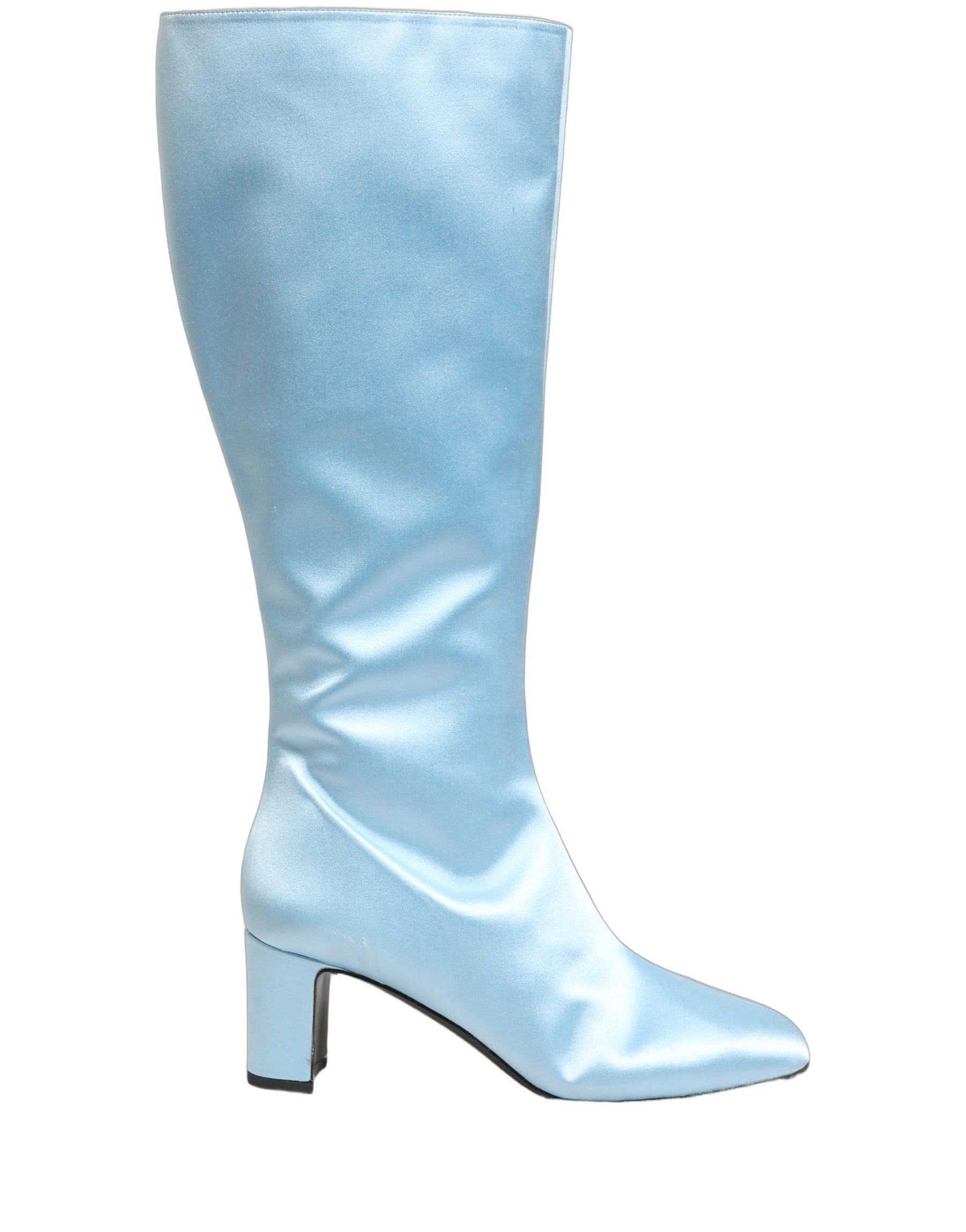 Dolce & Gabbana Light Blue Satin Knee High Boots Shoes | Regal Royce