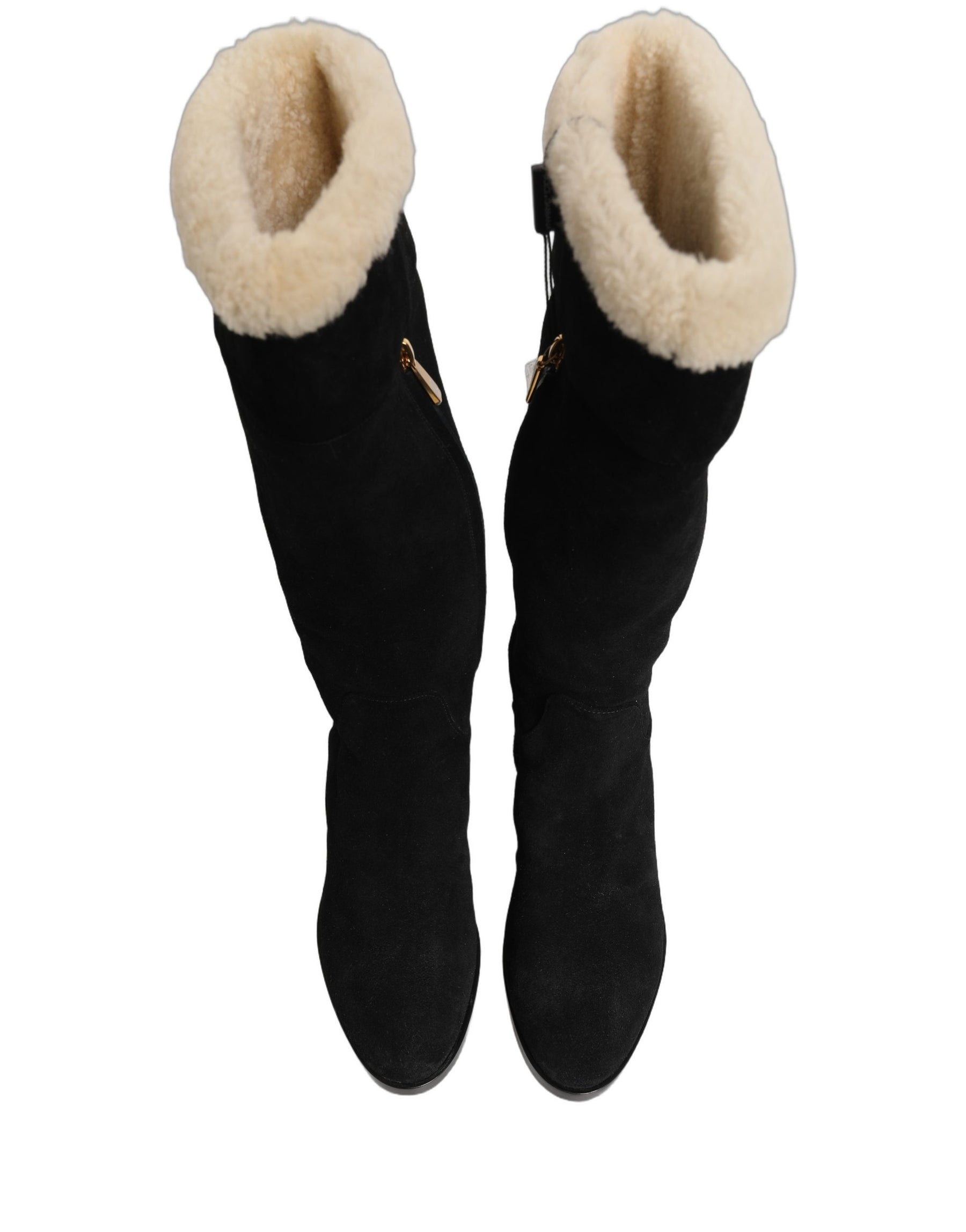 Dolce & Gabbana Suede Leather Knee High Boots Black | Regal Royce