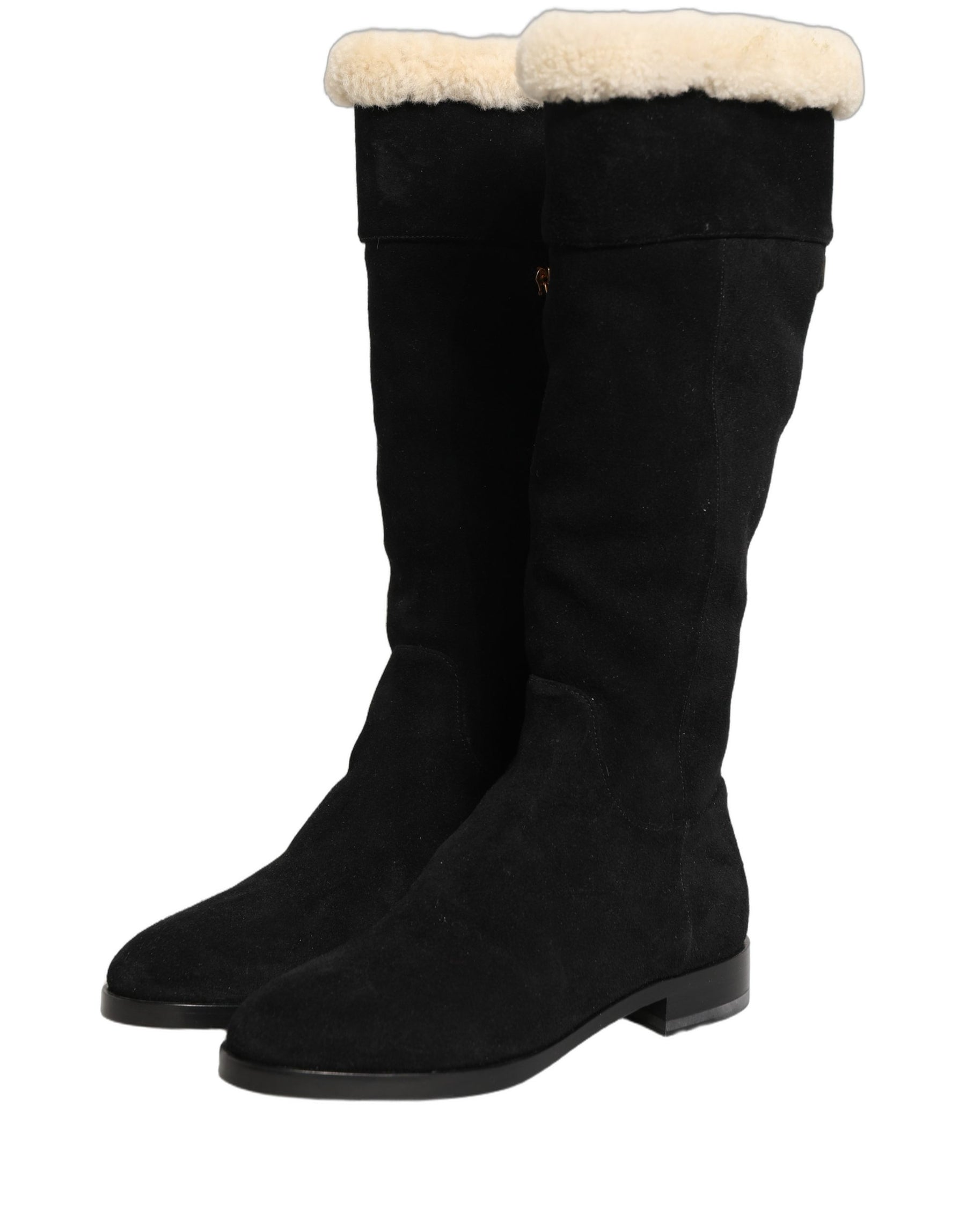 Dolce & Gabbana Suede Leather Knee High Boots Black | Regal Royce