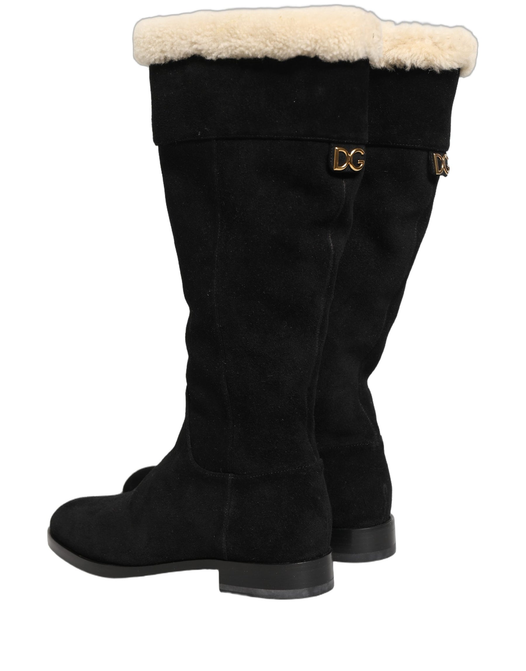 Dolce & Gabbana Suede Leather Knee High Boots Black | Regal Royce