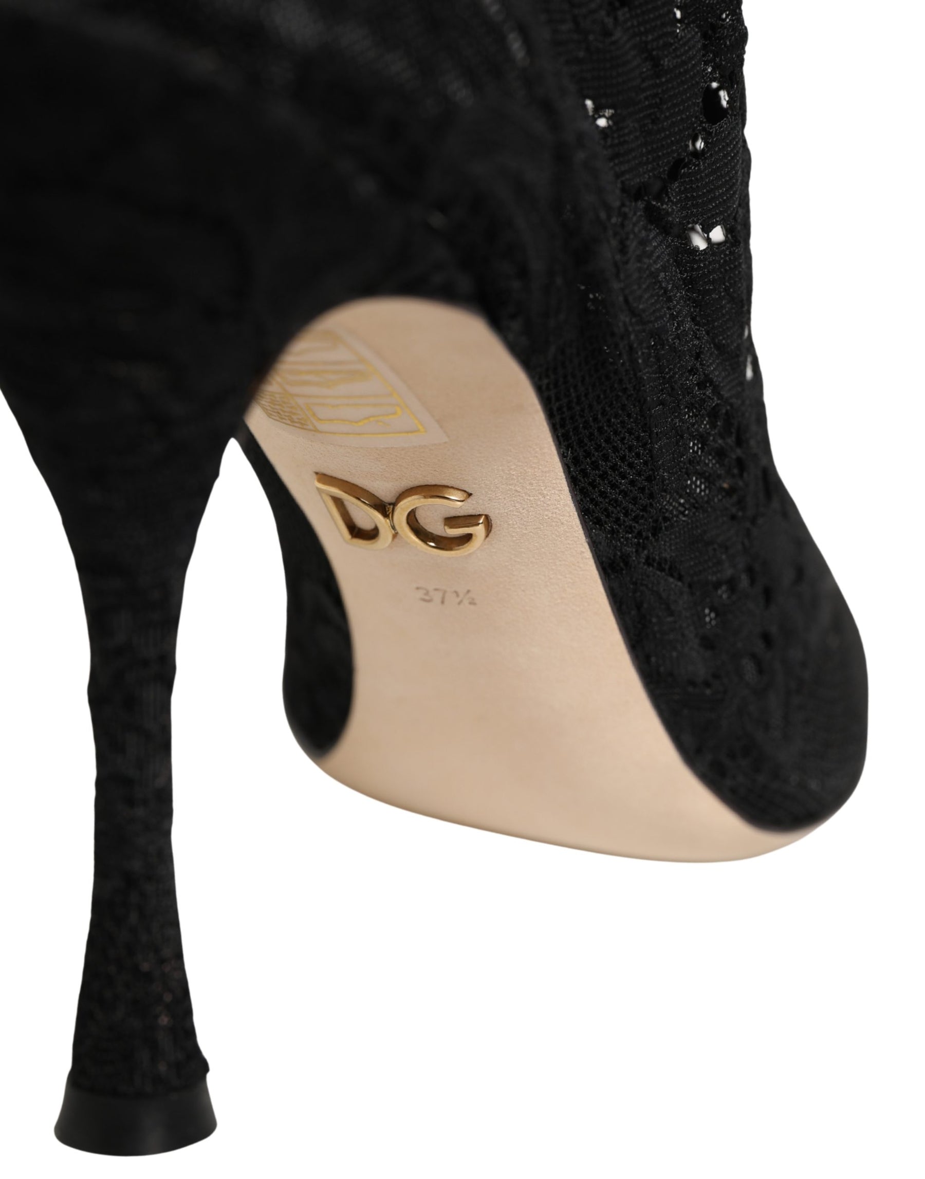 Dolce & Gabbana Black Socks Taormina Lace Pumps Boots Shoes | Regal Royce