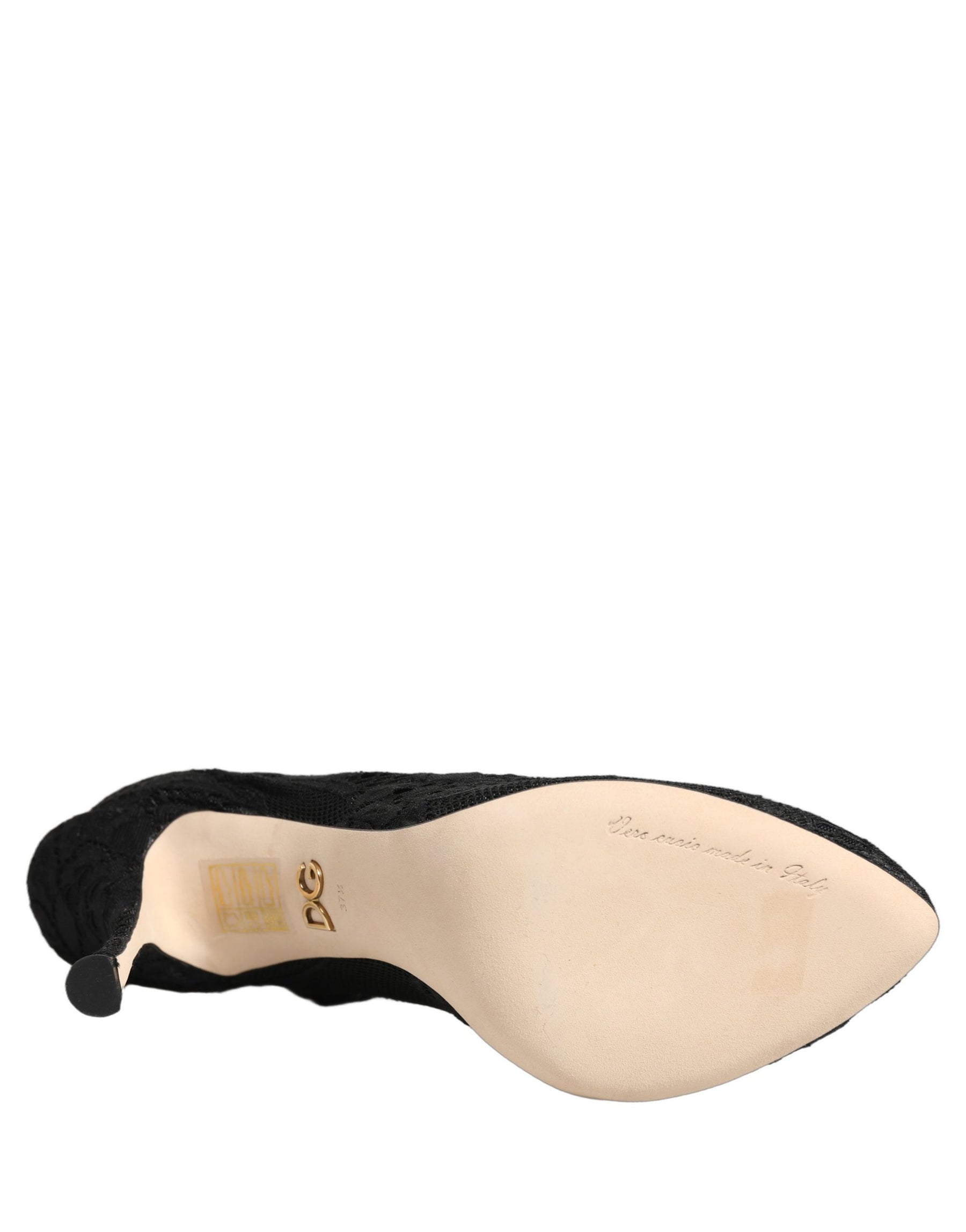 Dolce & Gabbana Black Socks Taormina Lace Pumps Boots Shoes | Regal Royce