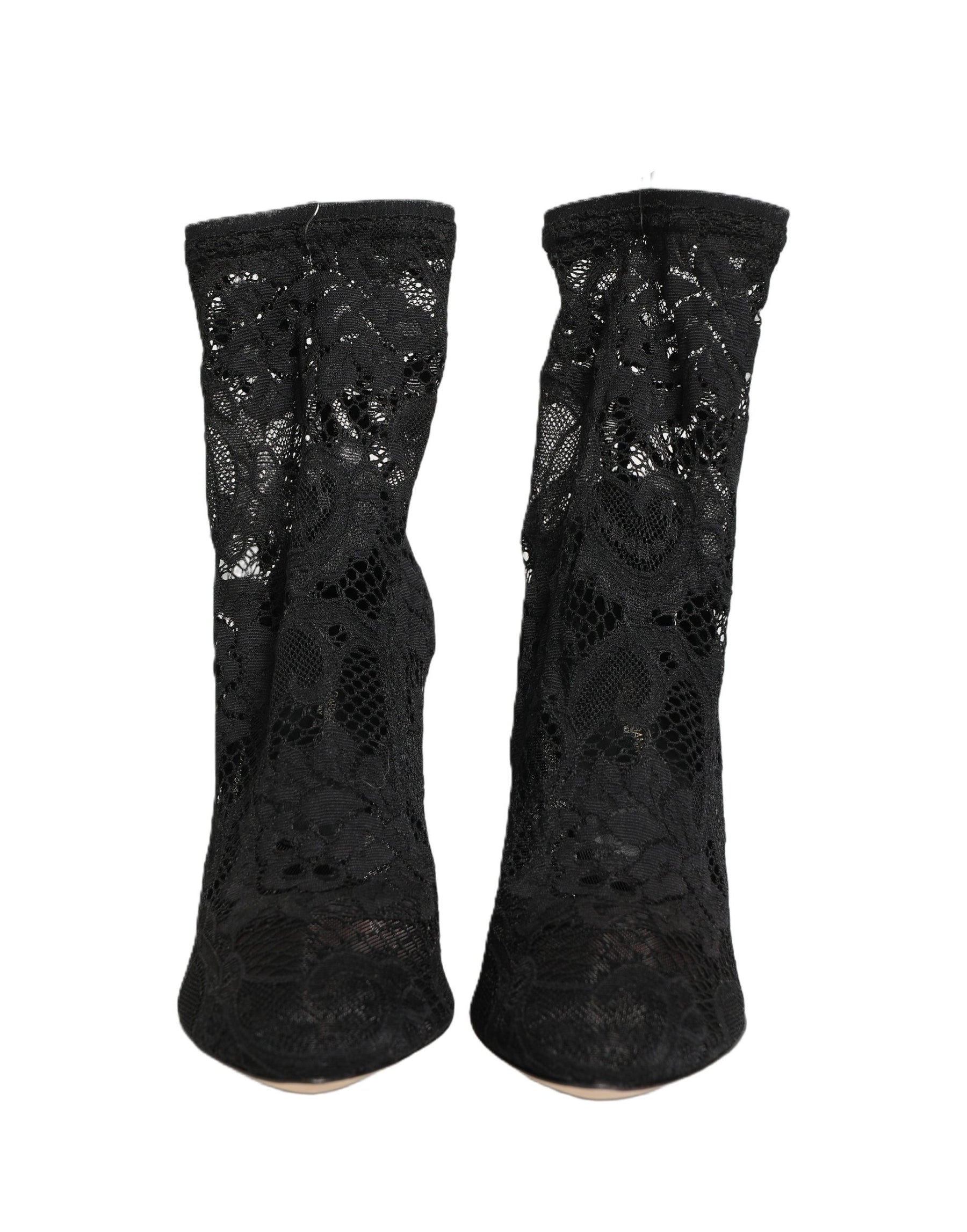 Dolce & Gabbana Black Socks Taormina Lace Pumps Boots Shoes | Regal Royce