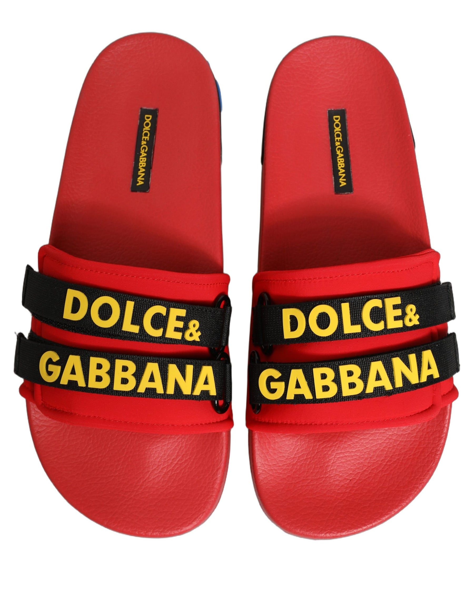 Dolce & Gabbana Red Neoprene Slides Flats Beachwear Shoes | Regal Royce