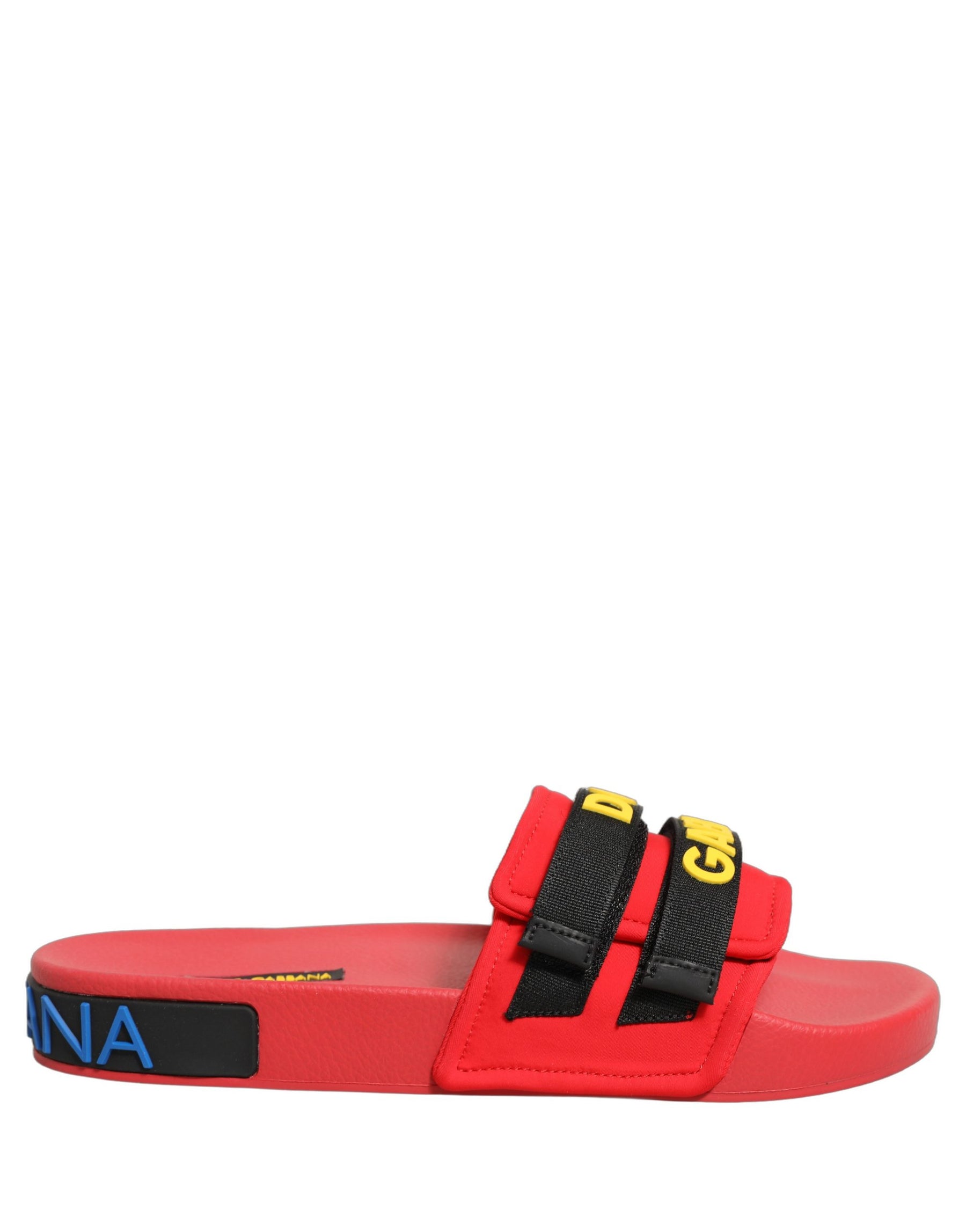 Dolce & Gabbana Red Neoprene Slides Flats Beachwear Shoes | Regal Royce