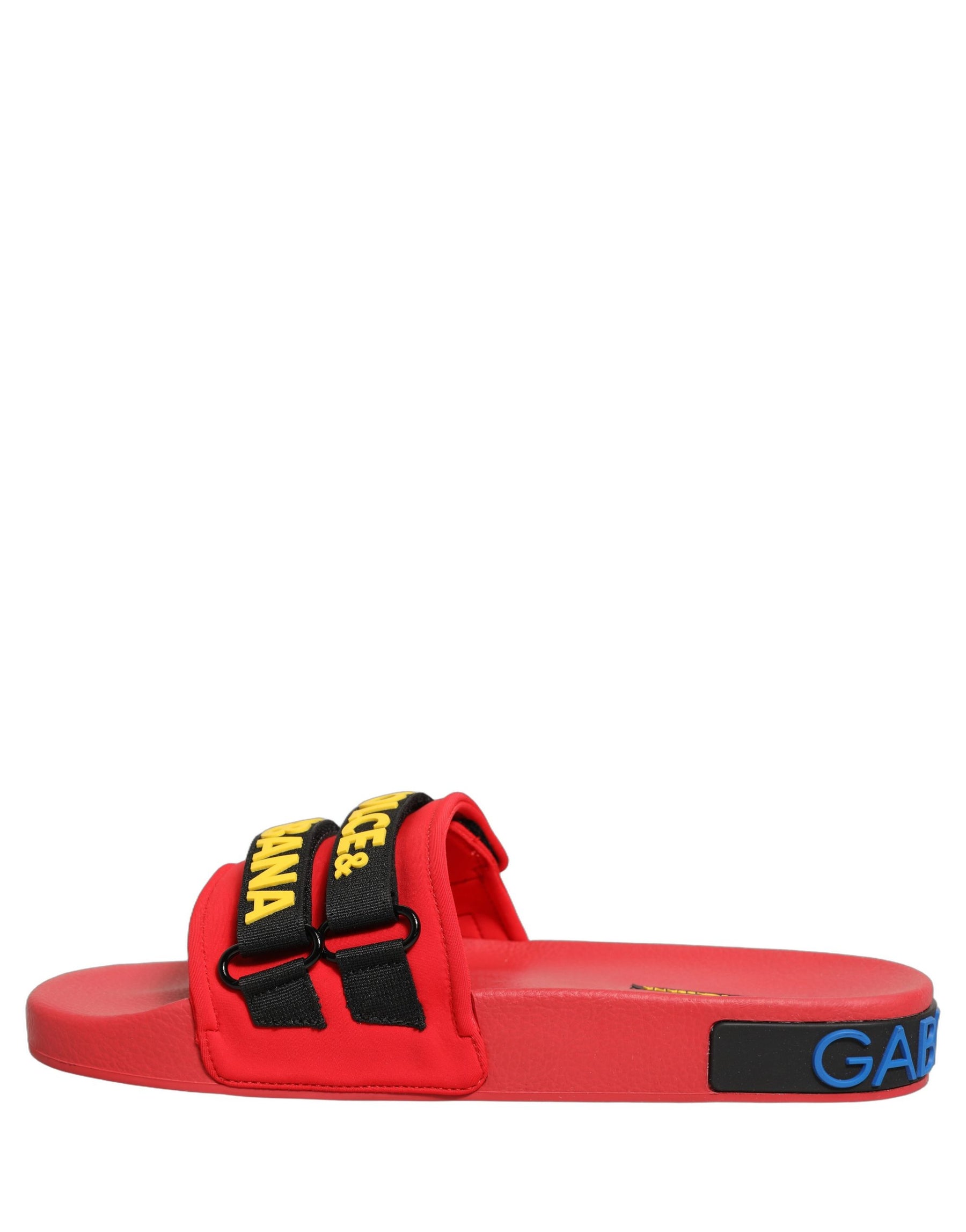 Dolce & Gabbana Red Neoprene Slides Flats Beachwear Shoes | Regal Royce