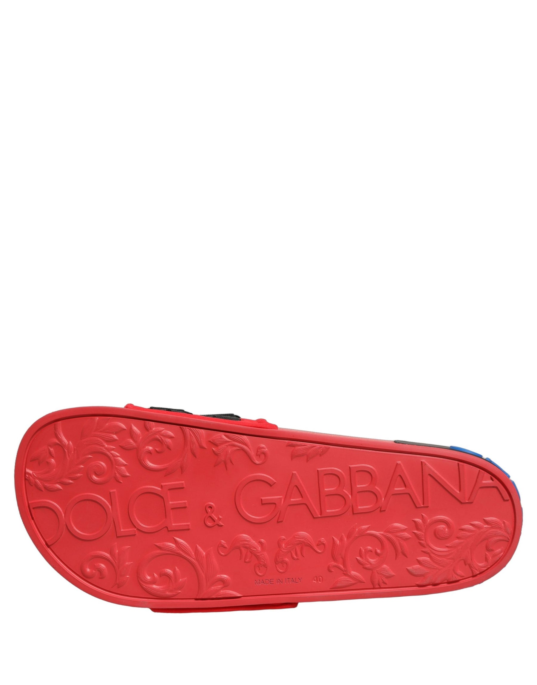 Dolce & Gabbana Red Neoprene Slides Flats Beachwear Shoes | Regal Royce
