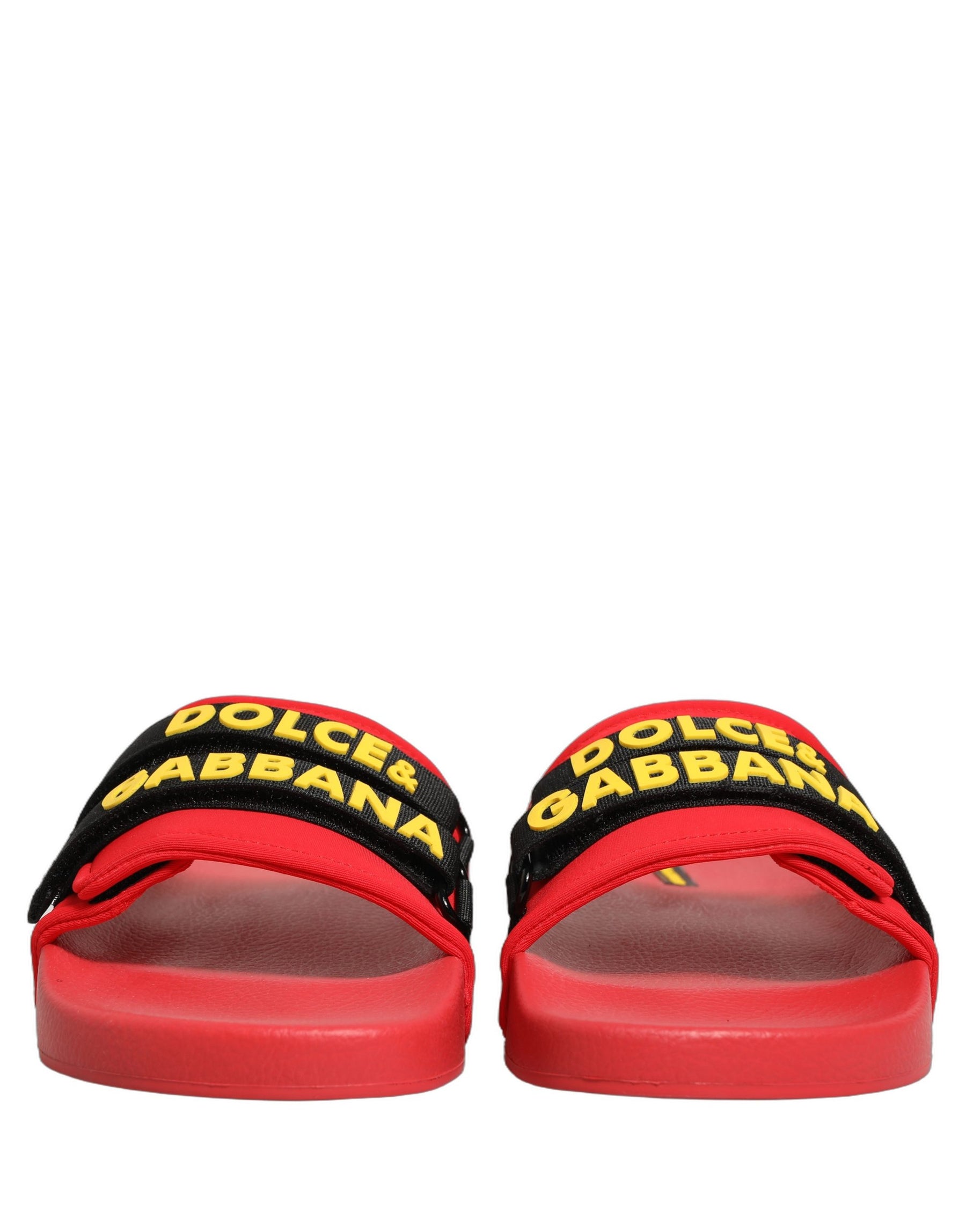 Dolce & Gabbana Red Neoprene Slides Flats Beachwear Shoes | Regal Royce