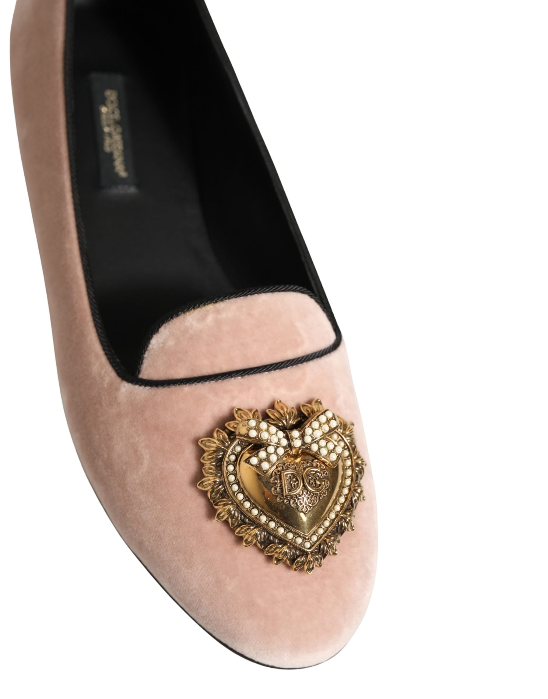 Dolce & Gabbana Pink Velvet Devotion Loafers Flats Shoes | Regal Royce