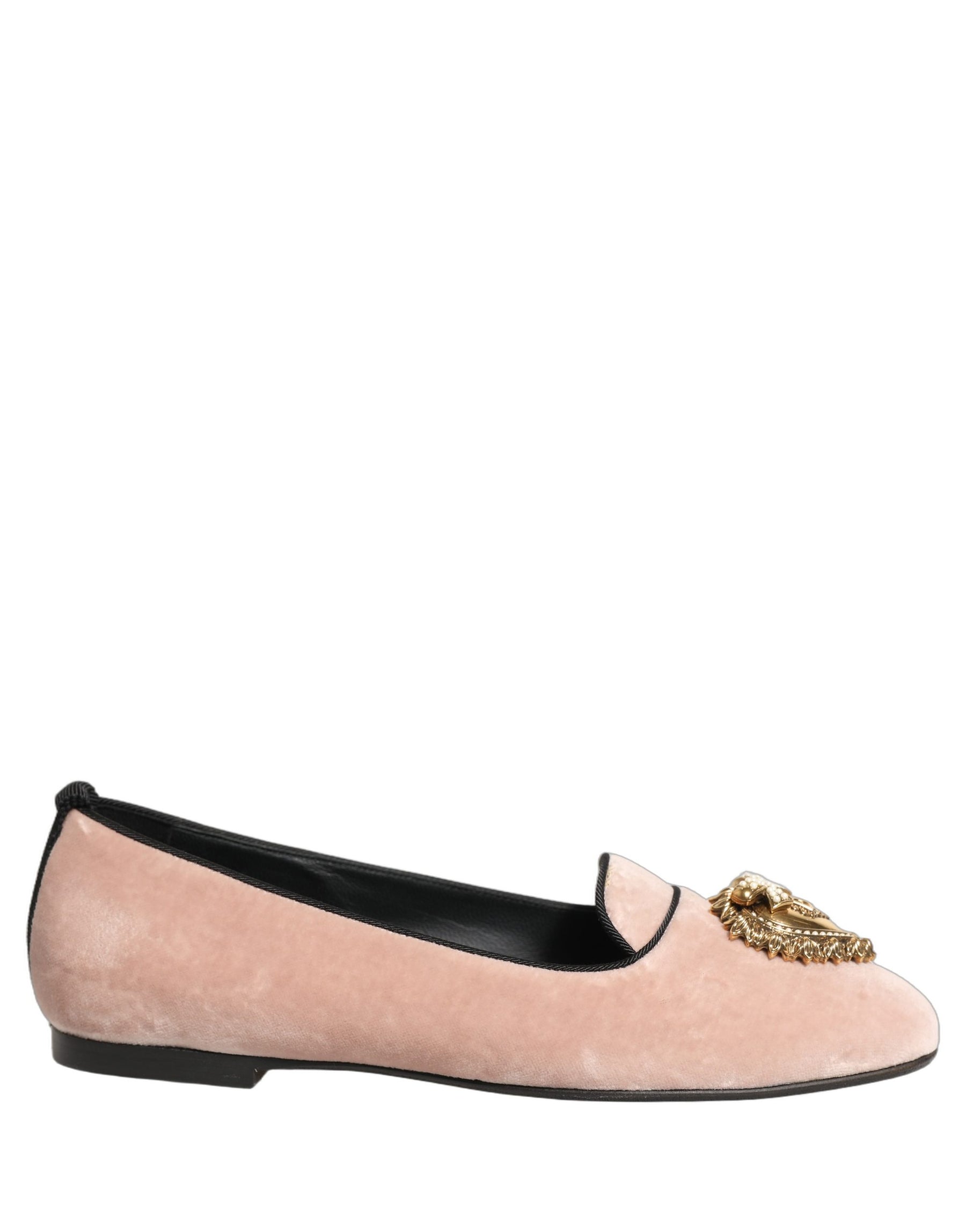 Dolce & Gabbana Pink Velvet Devotion Loafers Flats Shoes | Regal Royce