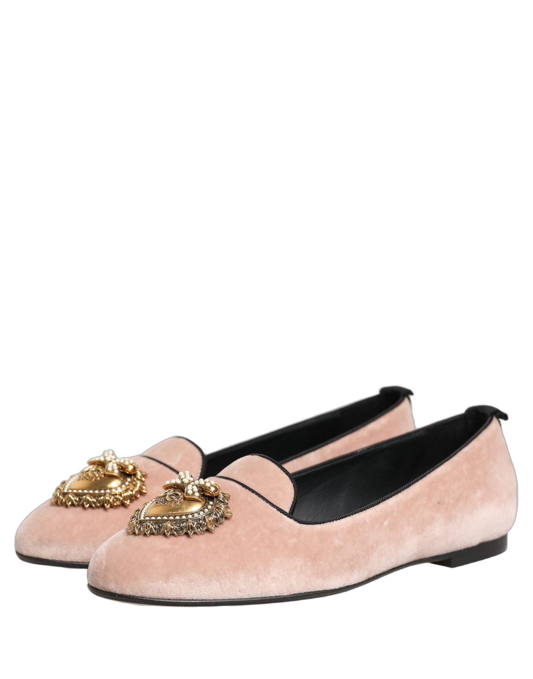 Dolce & Gabbana Pink Velvet Devotion Loafers Flats Shoes | Regal Royce