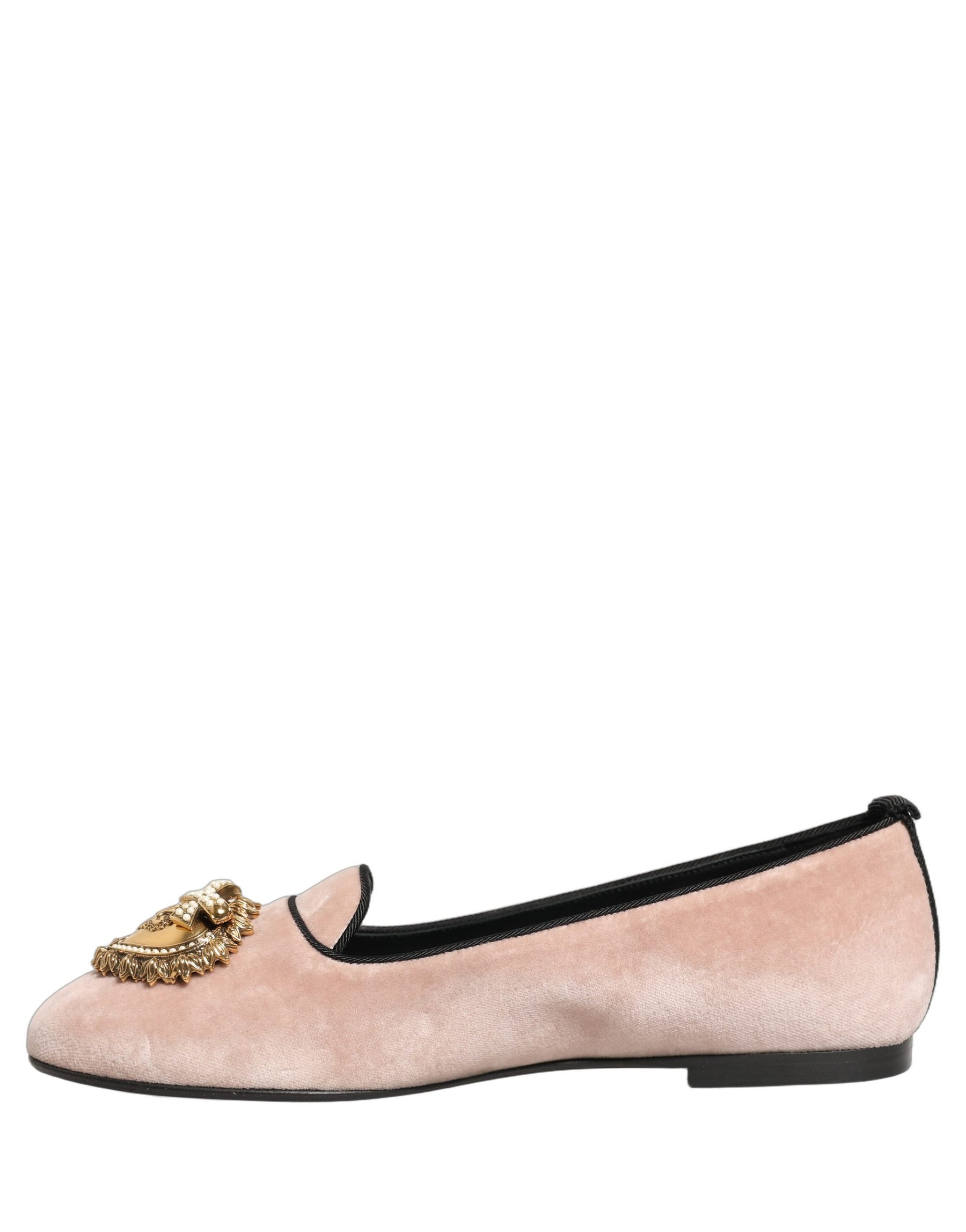 Dolce & Gabbana Pink Velvet Devotion Loafers Flats Shoes | Regal Royce