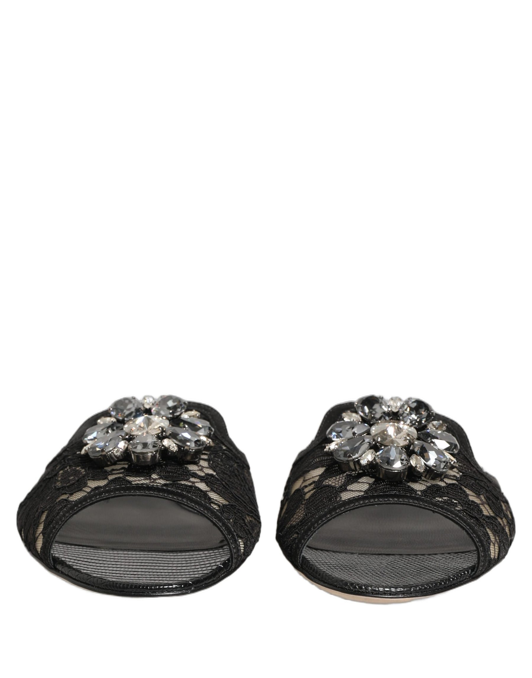Dolce & Gabbana Black Devotion Lace Flats Slip On Shoes | Regal Royce