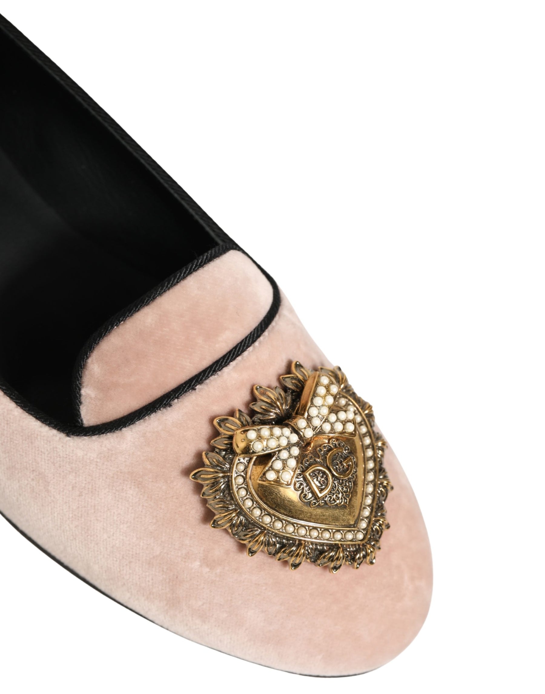 Dolce & Gabbana Pink Velvet Devotion Loafers Flats Shoes | Regal Royce