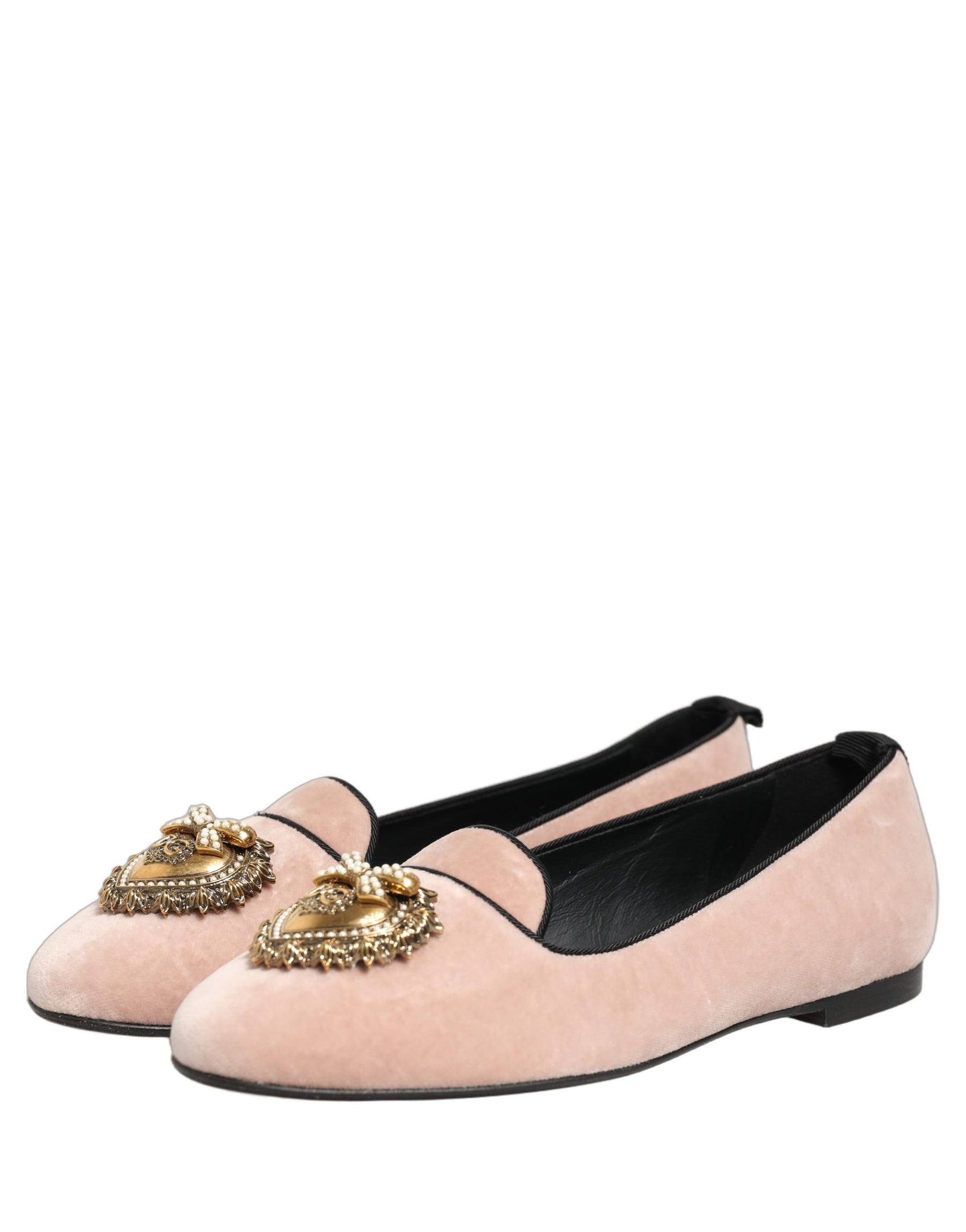 Dolce & Gabbana Pink Velvet Devotion Loafers Flats Shoes | Regal Royce
