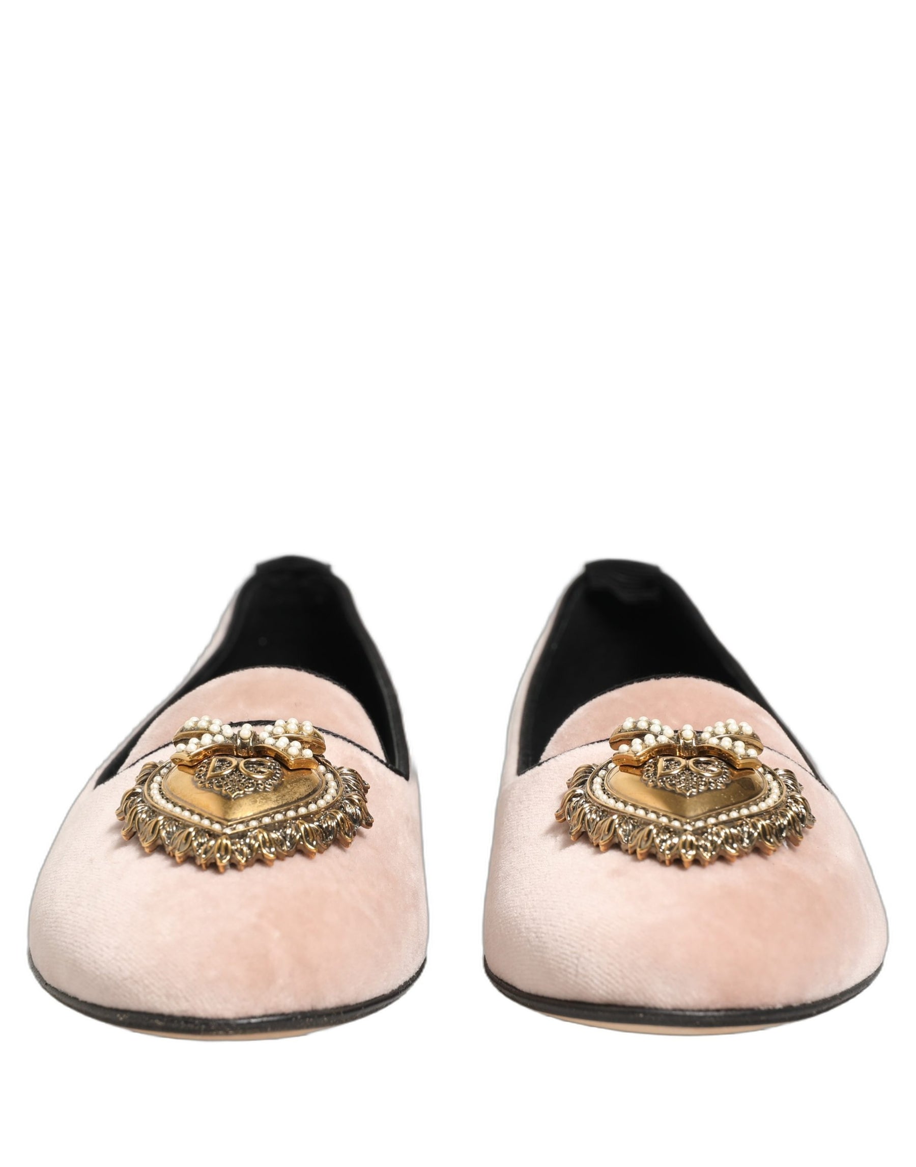 Dolce & Gabbana Pink Velvet Devotion Loafers Flats Shoes | Regal Royce