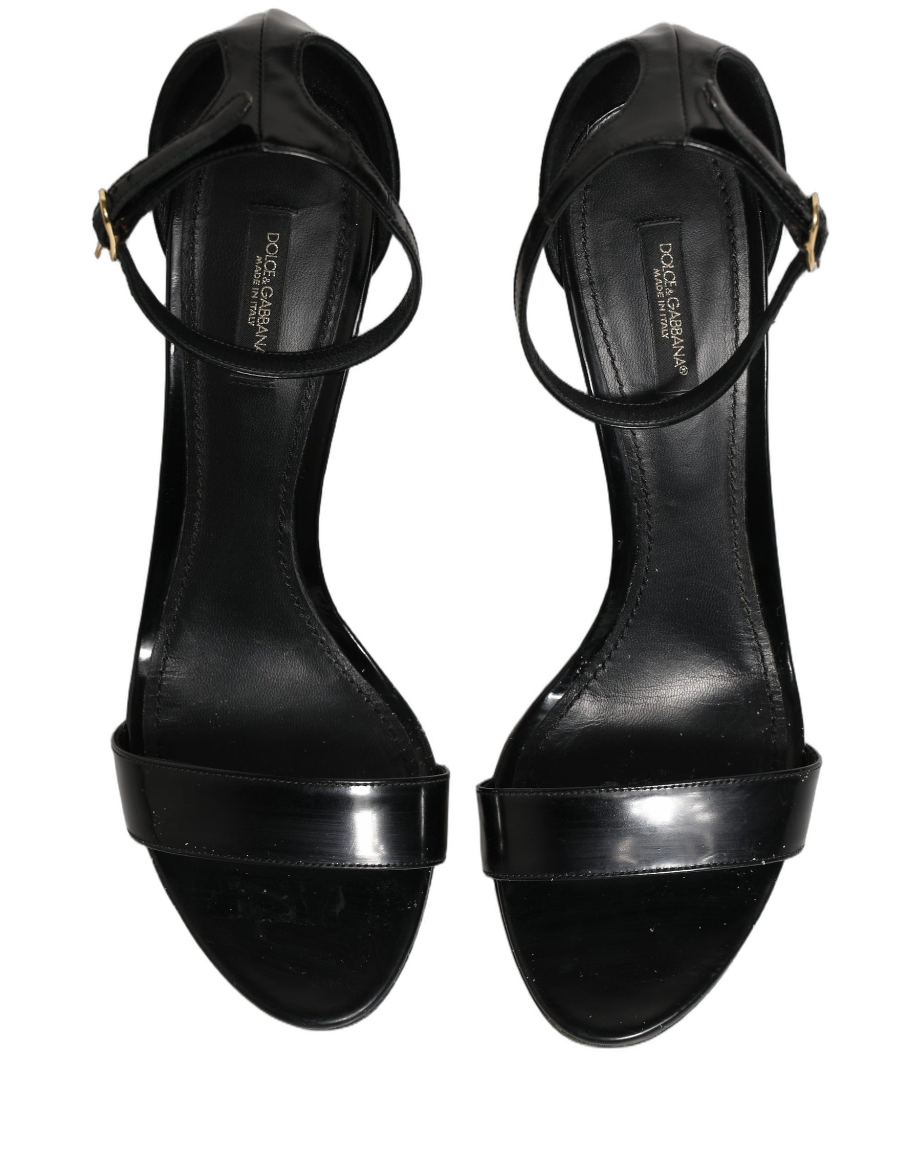 Dolce & Gabbana Black Leather Ankle Strap Heels Sandals Shoes | Regal Royce