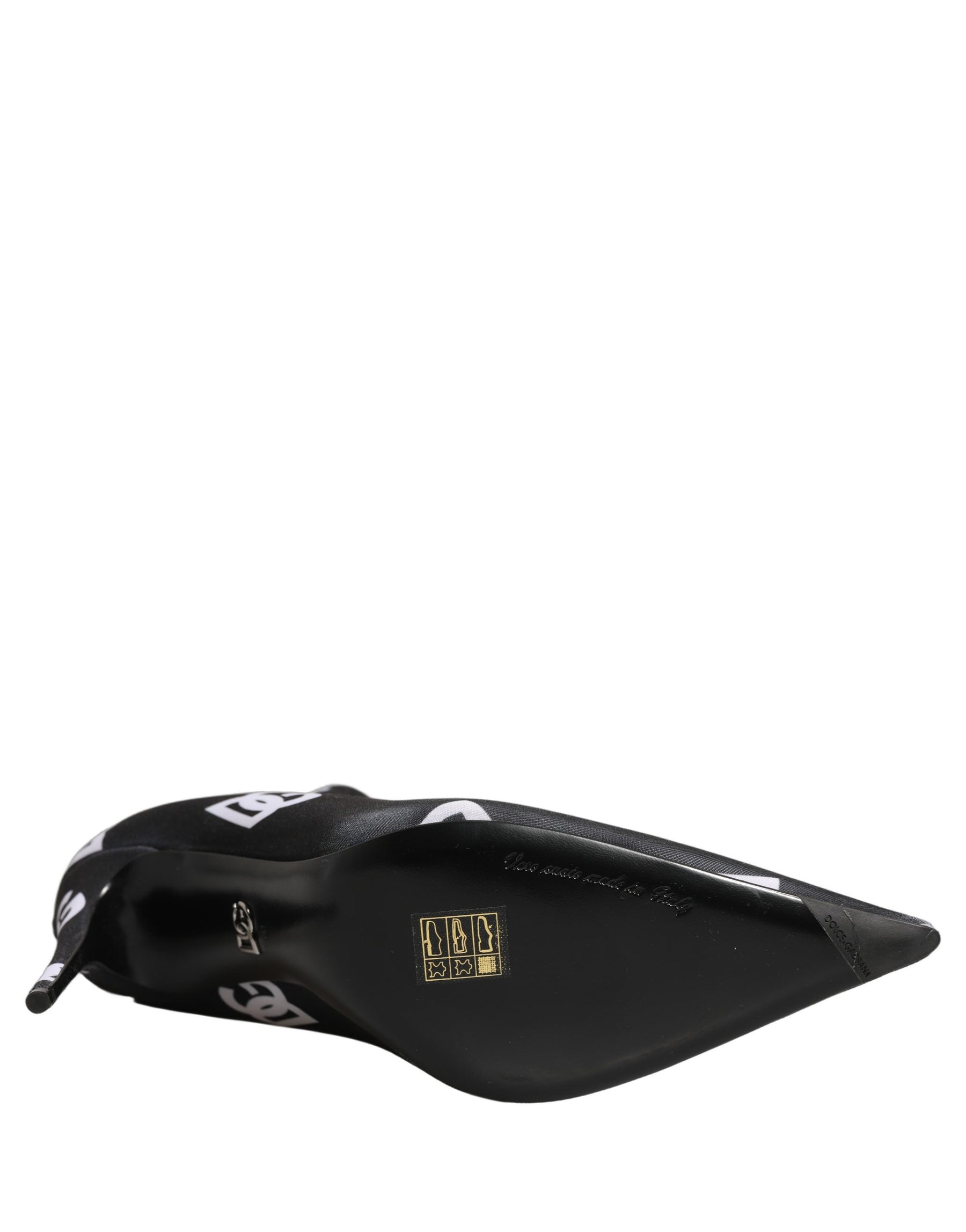 Dolce & Gabbana Black Logo Stretch Heels Ankle Boots Shoes | Regal Royce