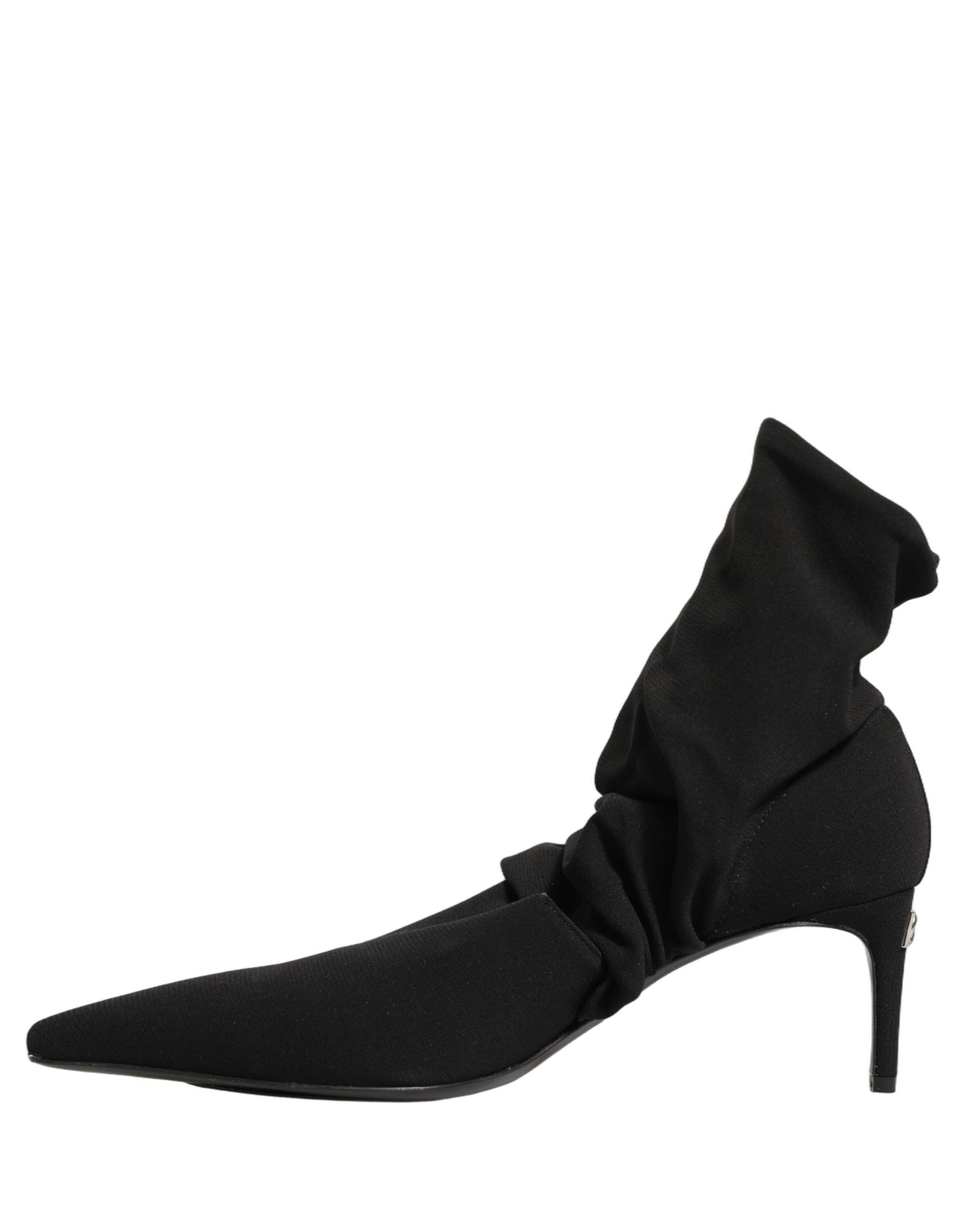 Dolce & Gabbana Black Stretch Socks Heels Ankle Boots Shoes | Regal Royce